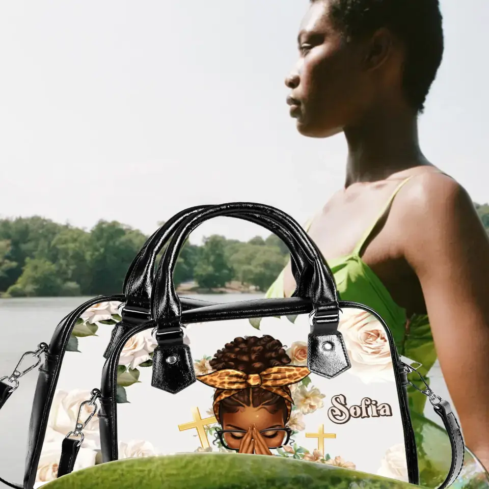 Believe Praying Afro Messy Bun Black Women Personalized HandBags for Women