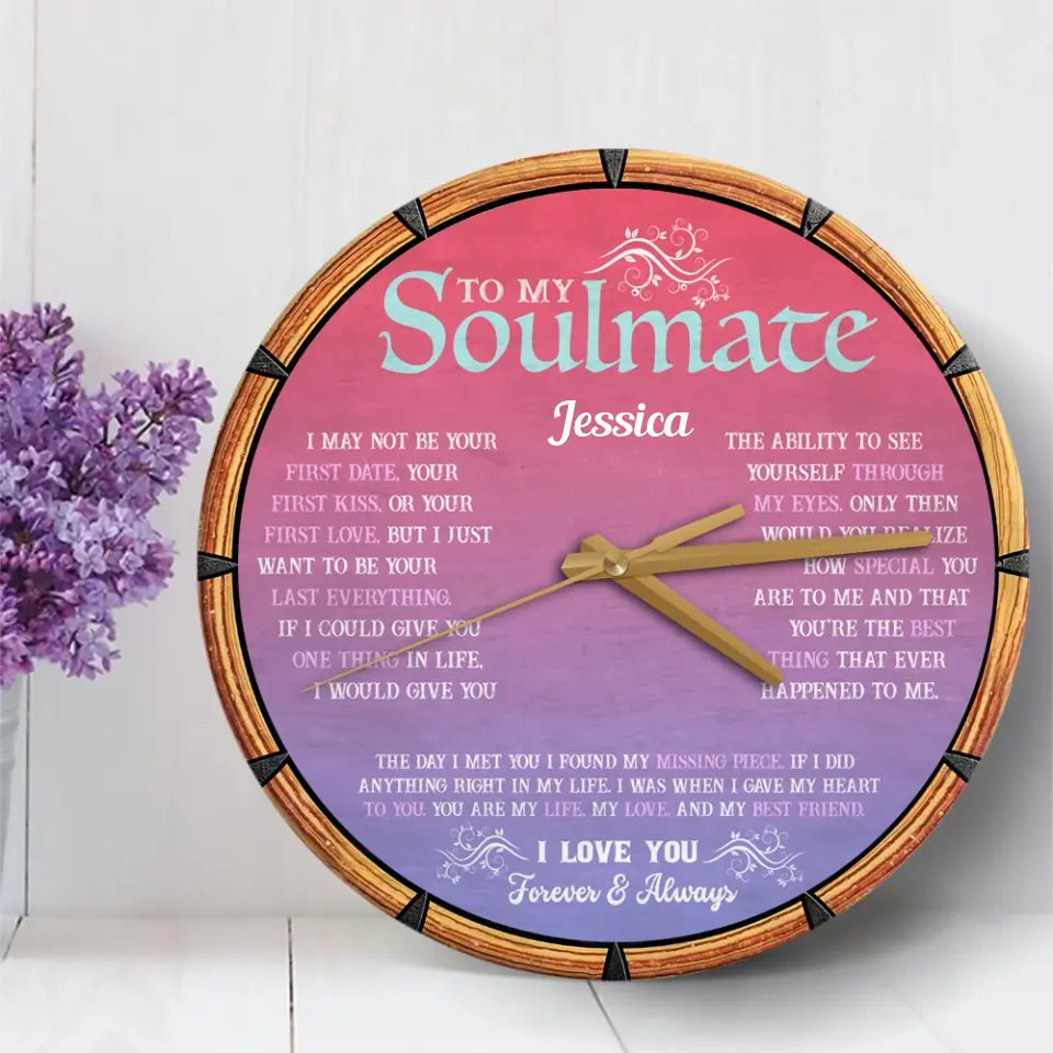 Gift for Wife from Husband To My Beautiful Soulmate Wooden Clock