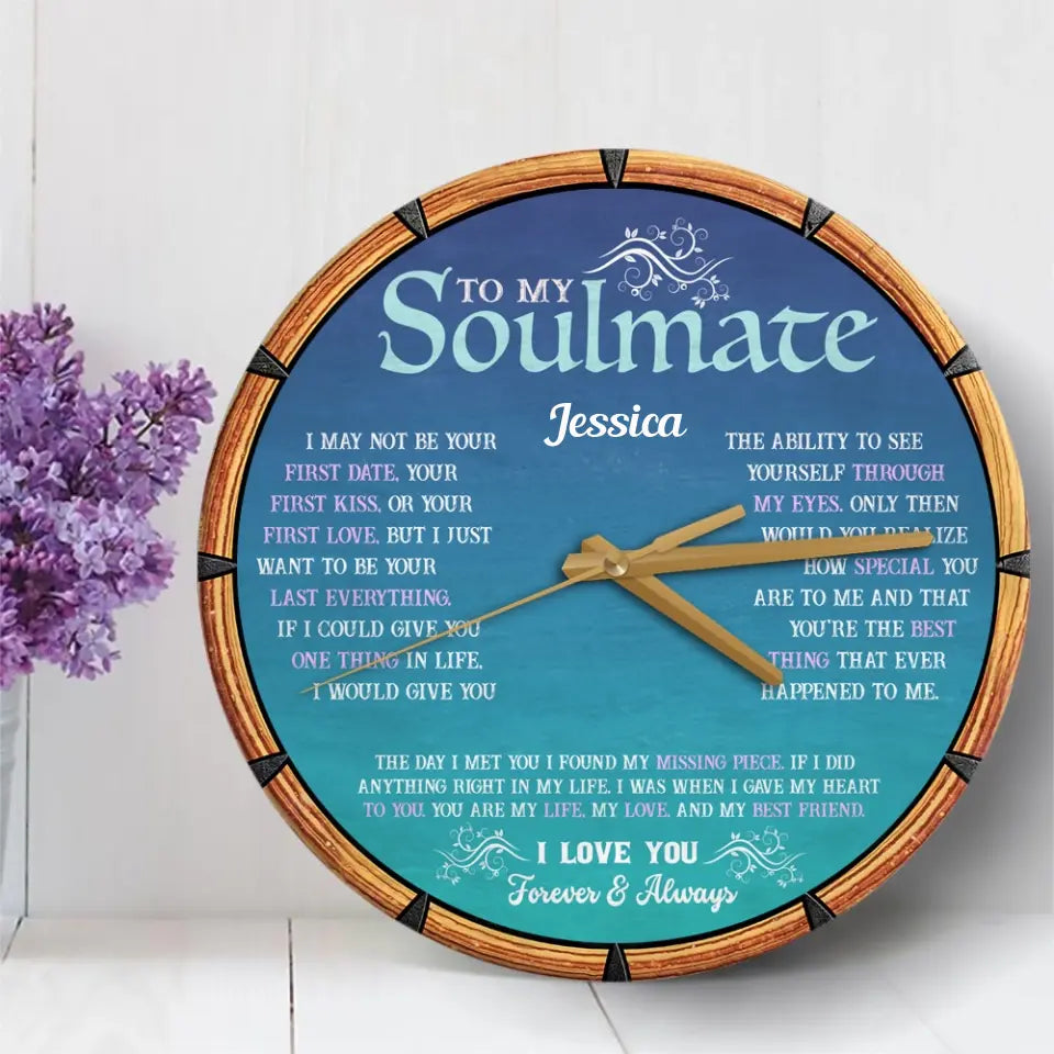 Gift for Wife from Husband To My Beautiful Soulmate Wooden Clock