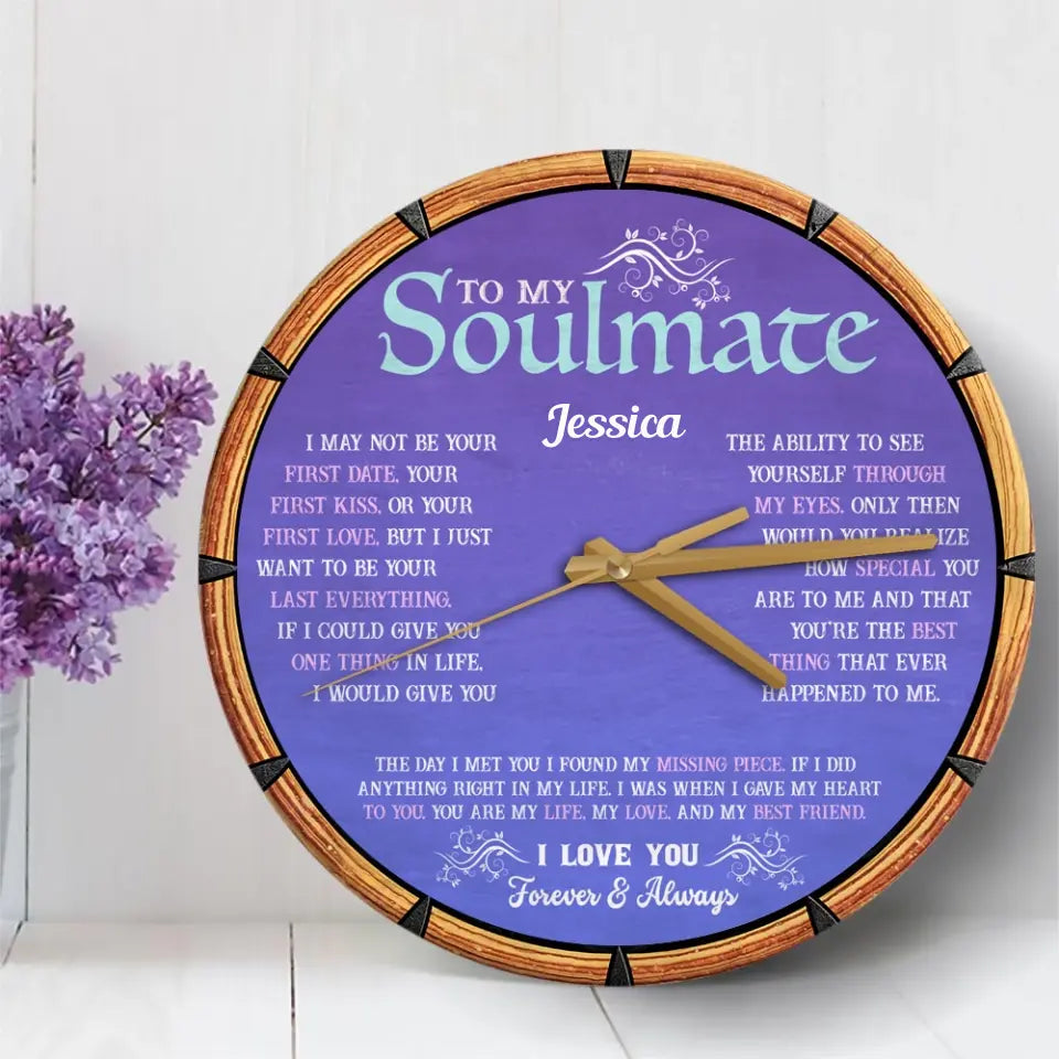 Gift for Wife from Husband To My Beautiful Soulmate Wooden Clock