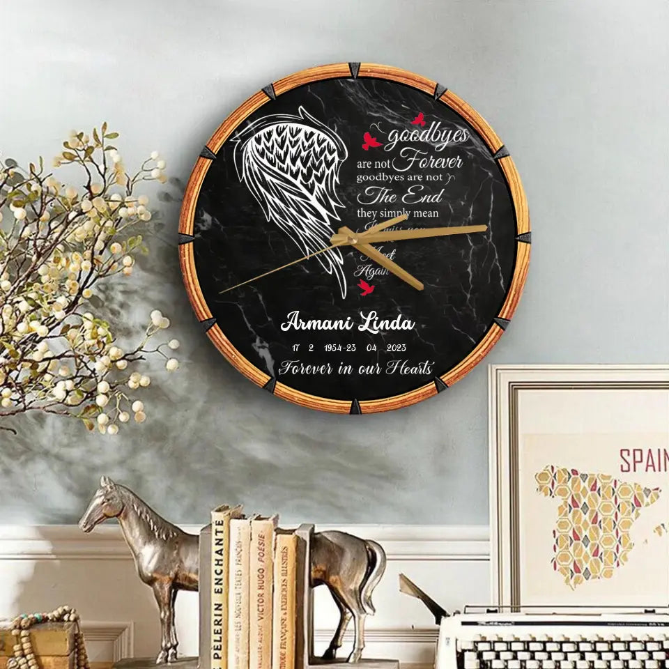 Goodbyes Are Not Forever Rest In Peace Memorial Gift Loss Of Loved One Wooden Clock