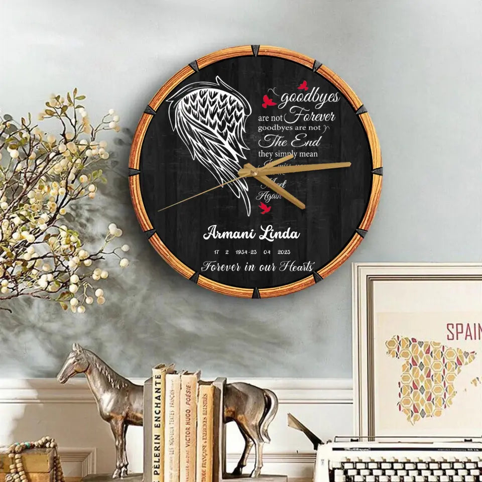 Goodbyes Are Not Forever Rest In Peace Memorial Gift Loss Of Loved One Wooden Clock