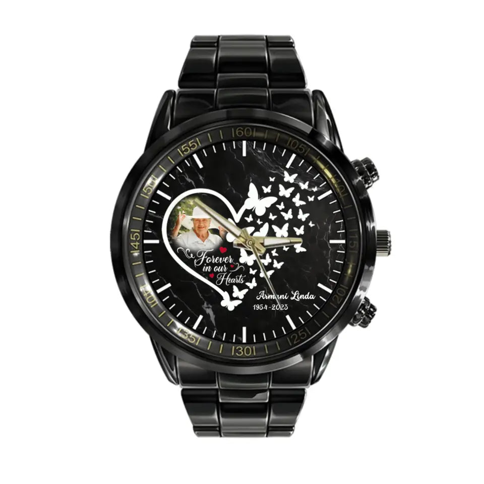 Goodbyes Are Not Forever Heart Memorial Gift Loss Of Loved One Black Stainless Steel Watch