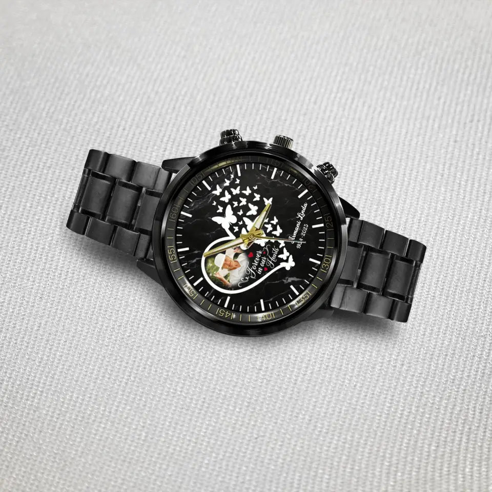 Goodbyes Are Not Forever Heart Memorial Gift Loss Of Loved One Black Stainless Steel Watch