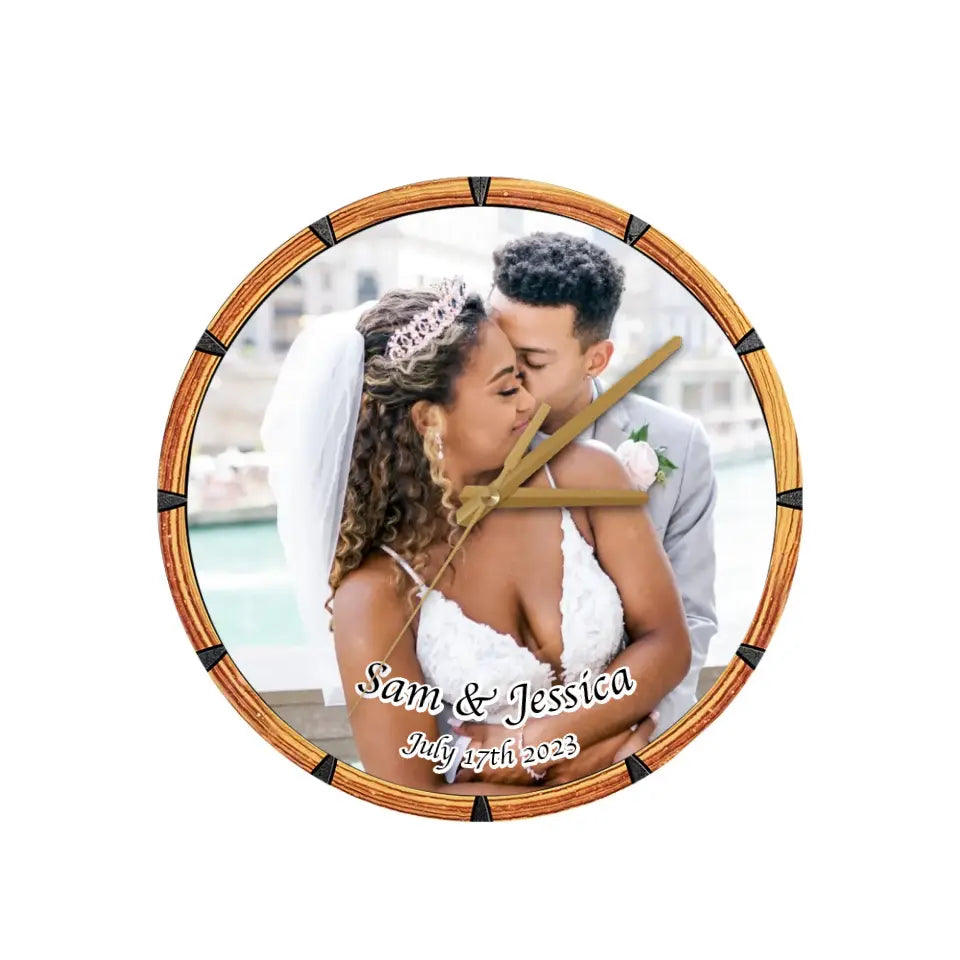 Create a Wedding Anniversary Gifts on Wooden Clock with Your Photo