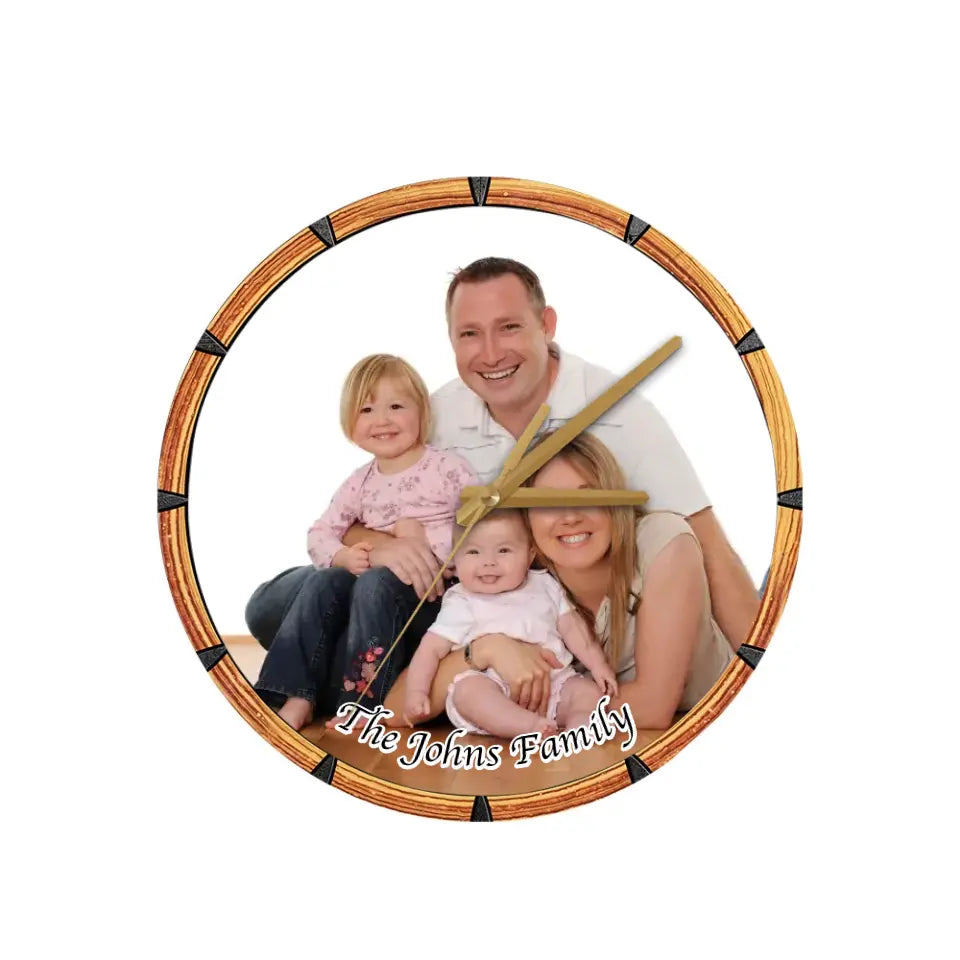 Gift for Family with Your Family Photo on Wooden Clock