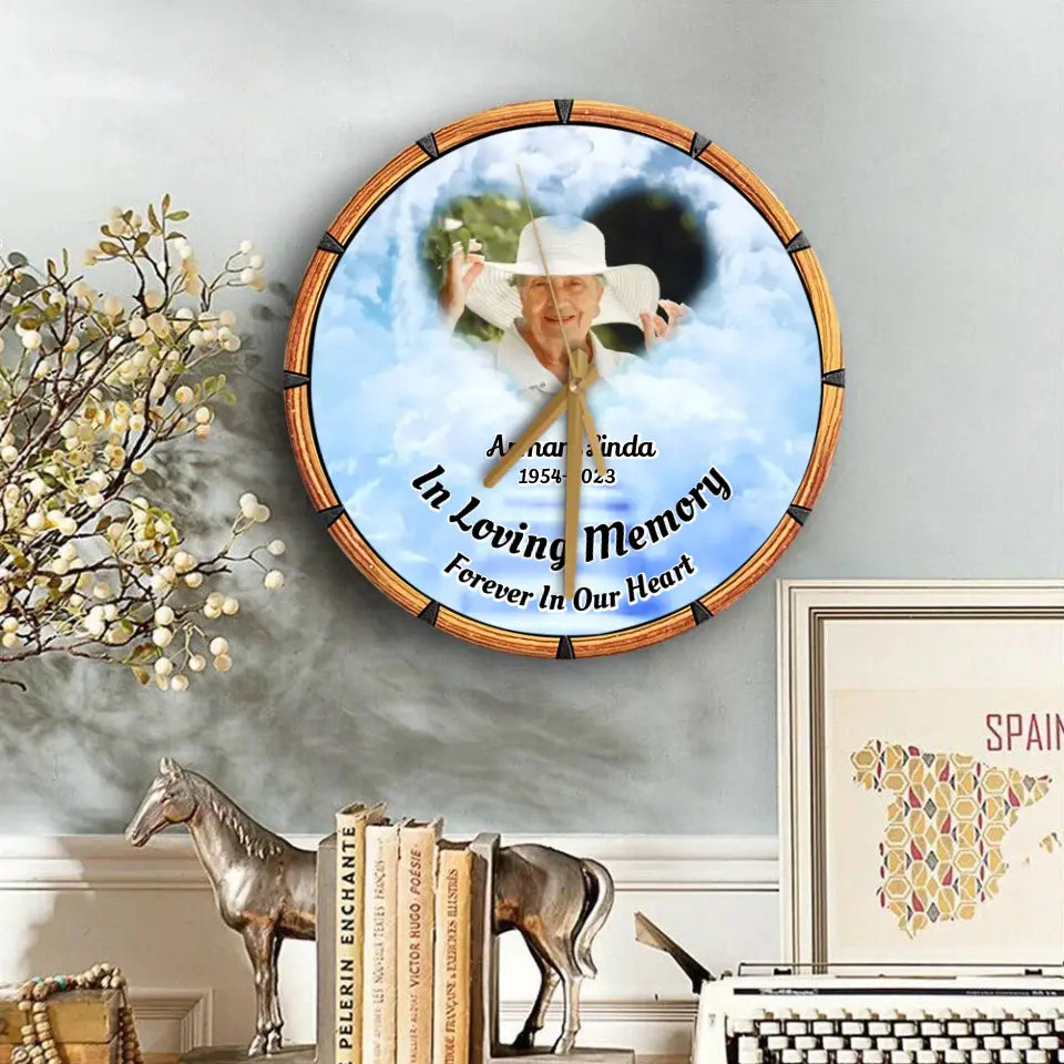 In Loving Memory Remembrance Gift for Loss Of Loved One Personalized Wooden Clock