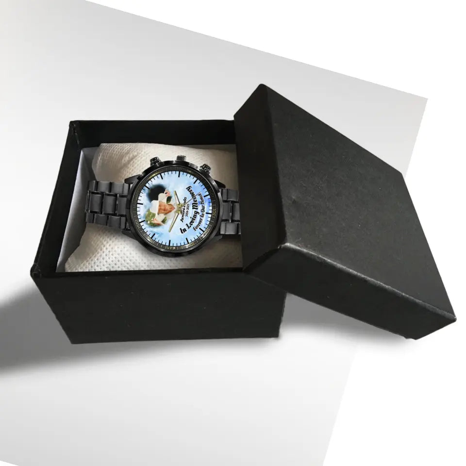 In Loving Memory Remembrance Gift for Loss Of Loved One Personalized Black Stainless Steel Watch