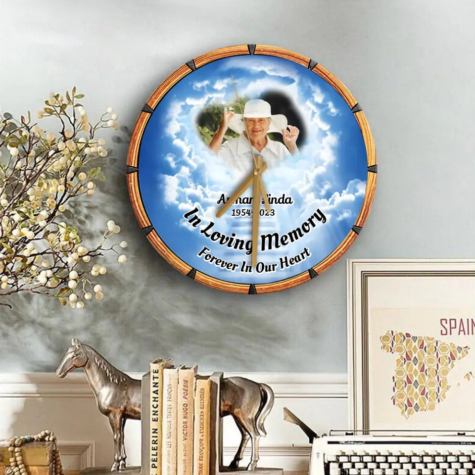 In Loving Memory Remembrance Gift Rest in Peace Personalized Wooden Clock