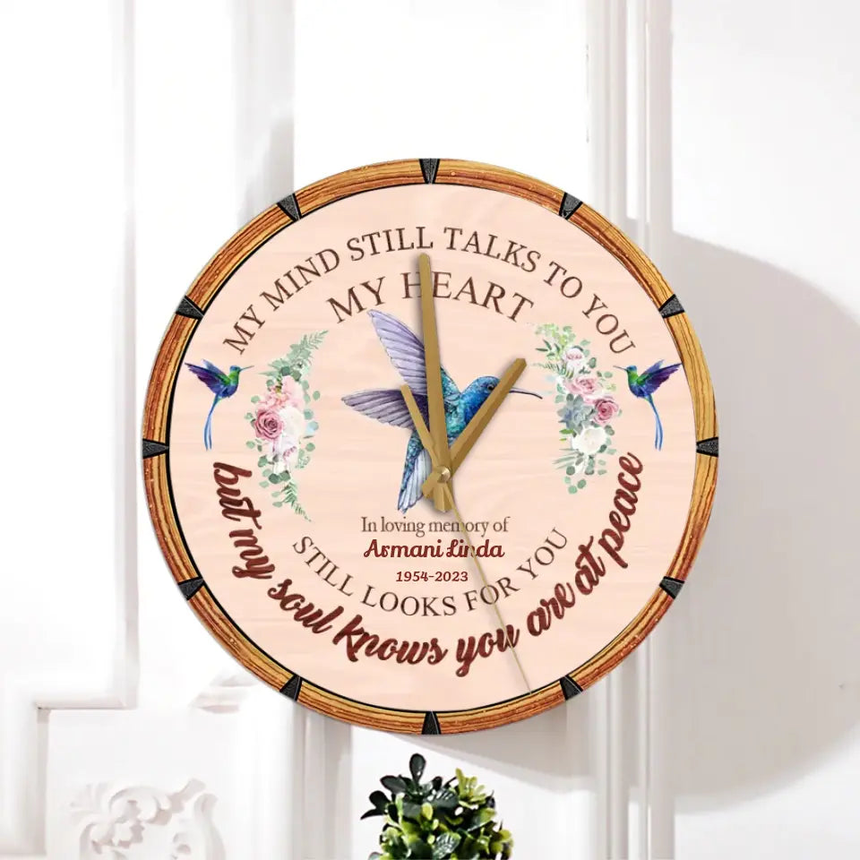 Remembrance Memorial Gifts My Mind Still Talks To You Hummingbird Wooden Clock