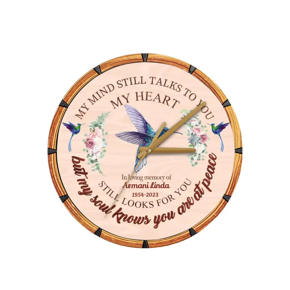 Remembrance Memorial Gifts My Mind Still Talks To You Hummingbird Wooden Clock