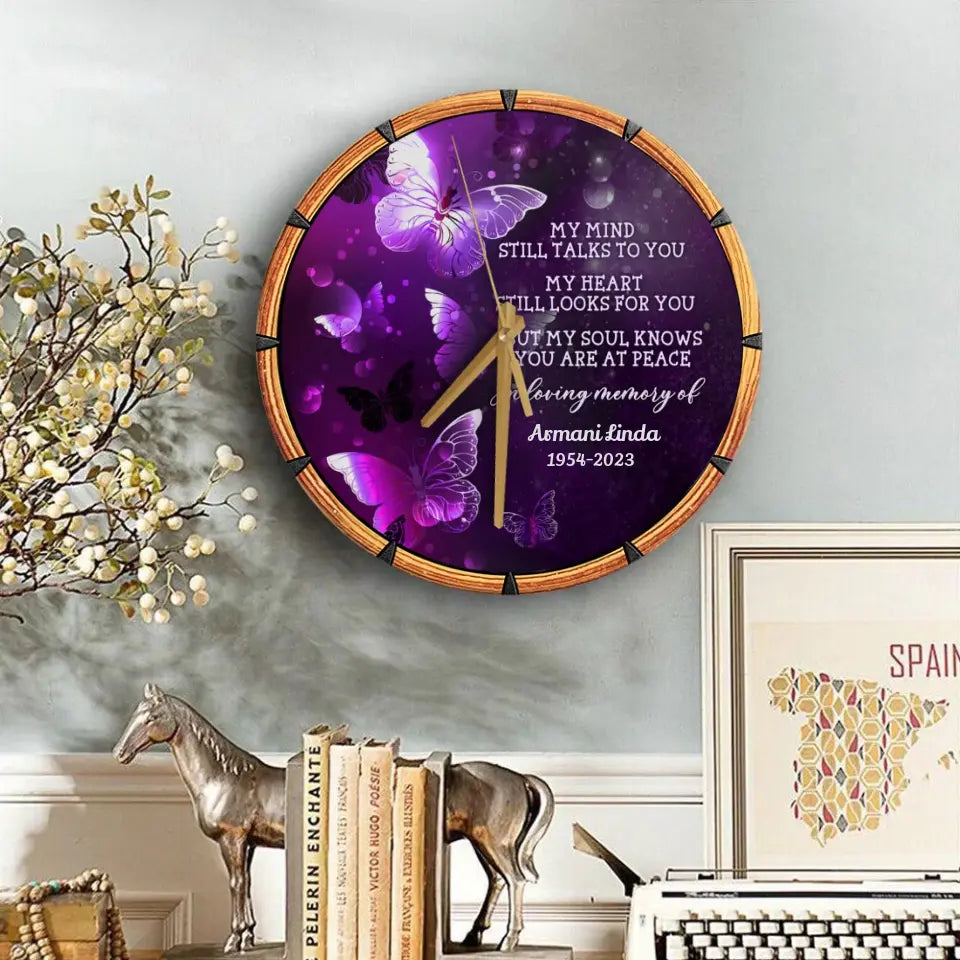 My Mind Still Talks To You Remembrance Memorial Gifts Personalized Wooden Clock