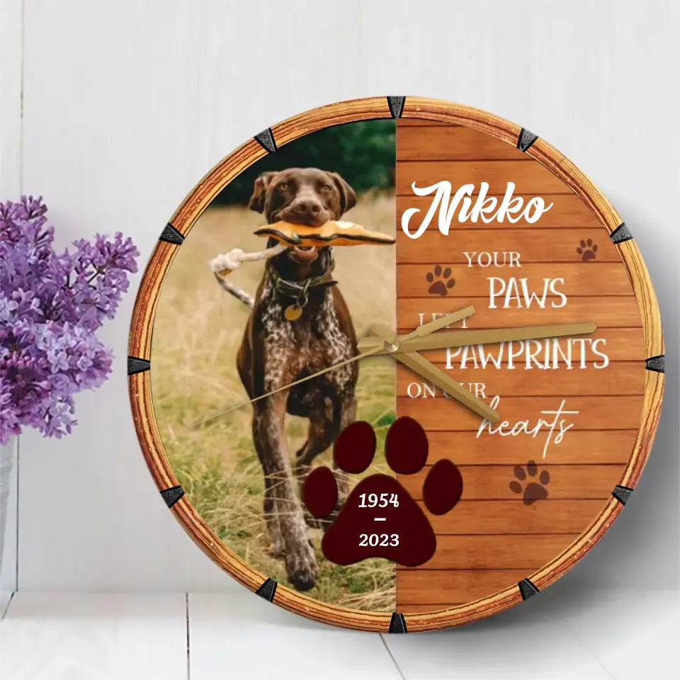 Memorial Remembrance Gift Loss of A Pet Dog Cat Wooden Clock