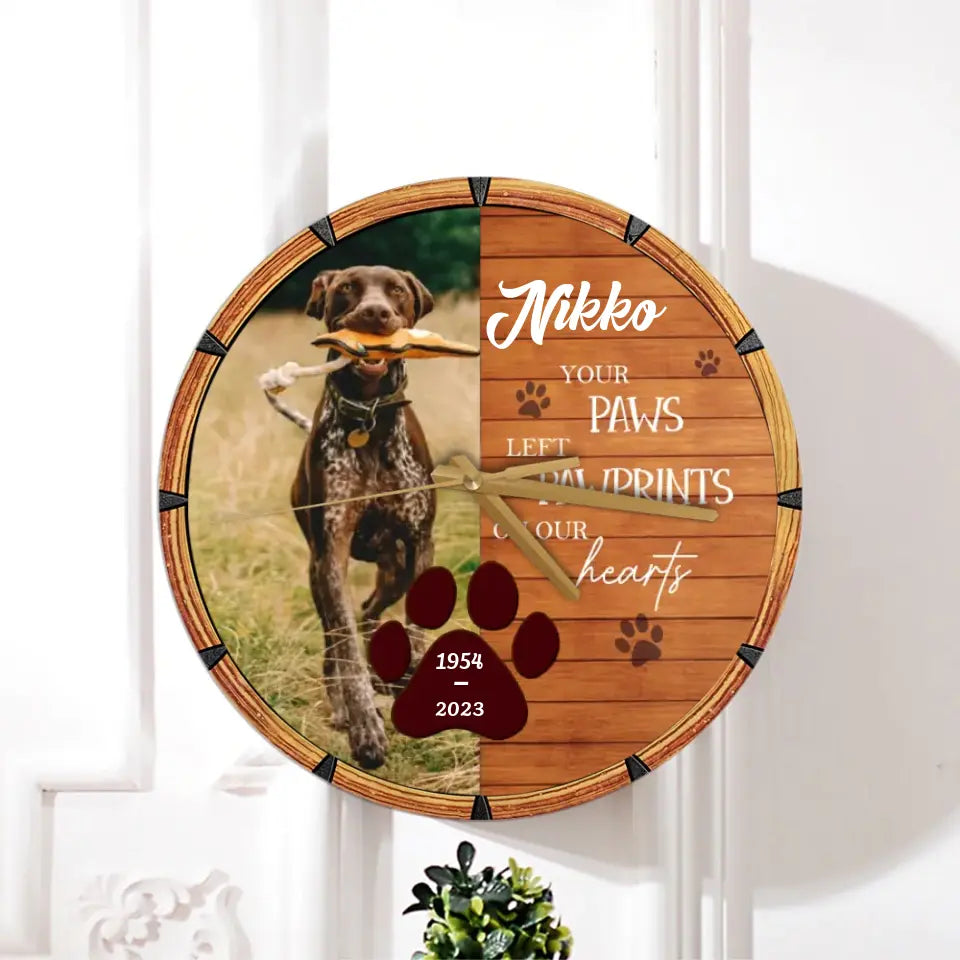 Memorial Remembrance Gift Loss of A Pet Dog Cat Wooden Clock