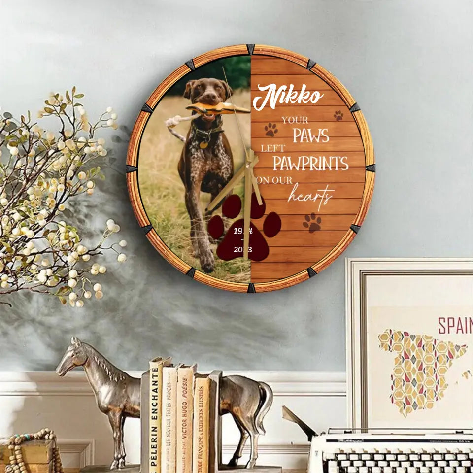 Memorial Remembrance Gift Loss of A Pet Dog Cat Wooden Clock