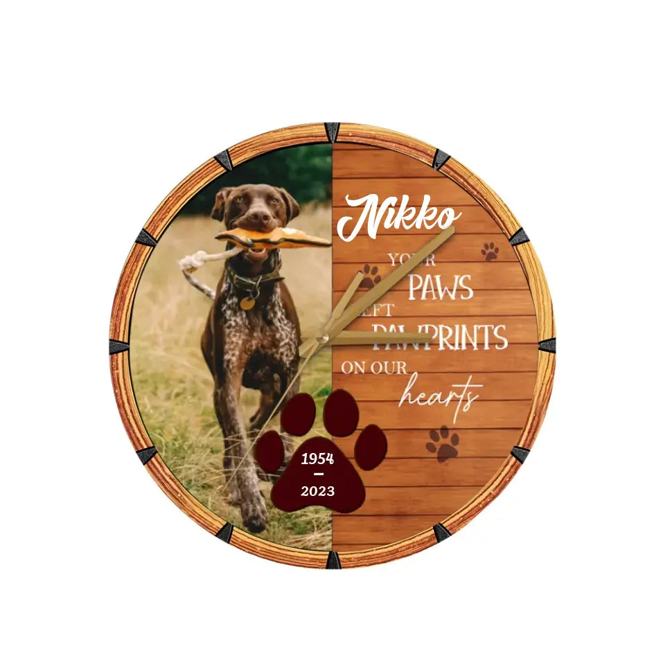 Memorial Remembrance Gift Loss of A Pet Dog Cat Wooden Clock