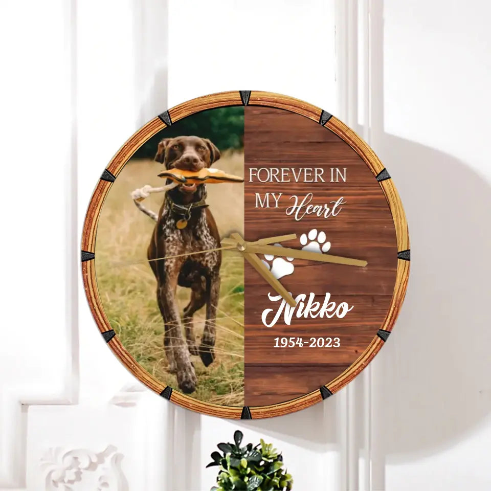 Pet Memorial Gift Loss of Dog Gift Forever in My Heart Wooden Clock