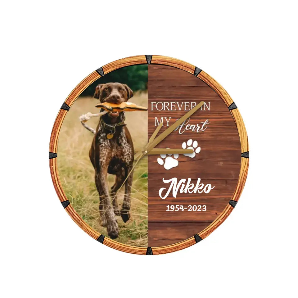 Pet Memorial Gift Loss of Dog Gift Forever in My Heart Wooden Clock