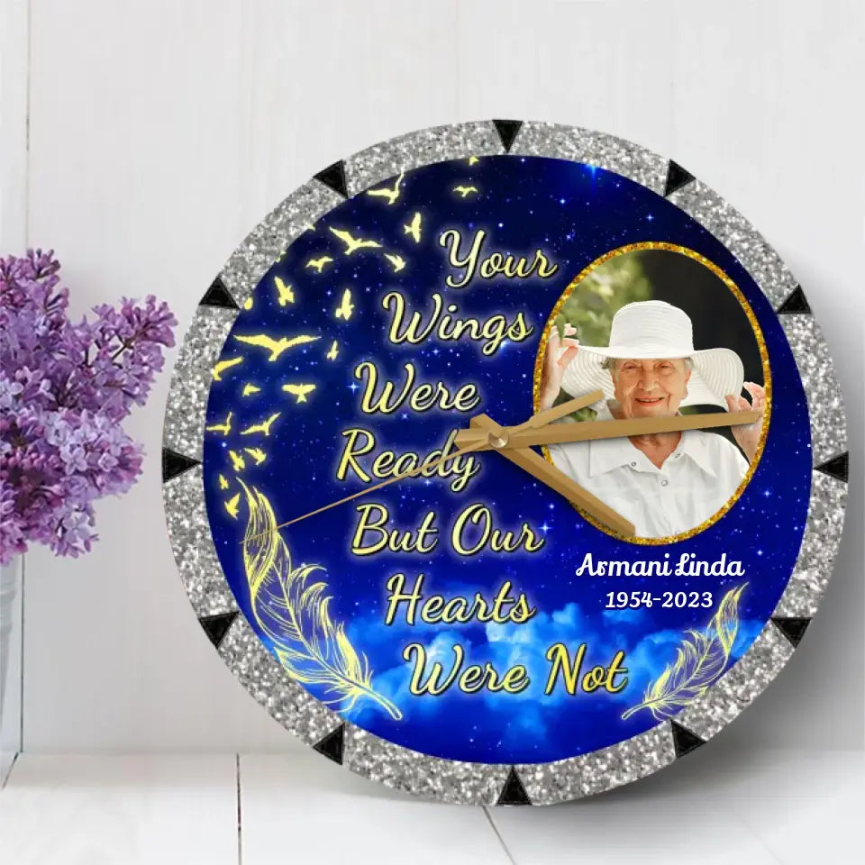 Personalized Your Wings Were Ready Remembrance Memorial Gifts Wooden Clock