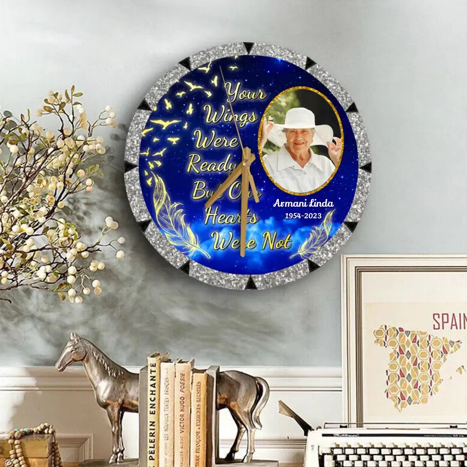 Personalized Your Wings Were Ready Remembrance Memorial Gifts Wooden Clock