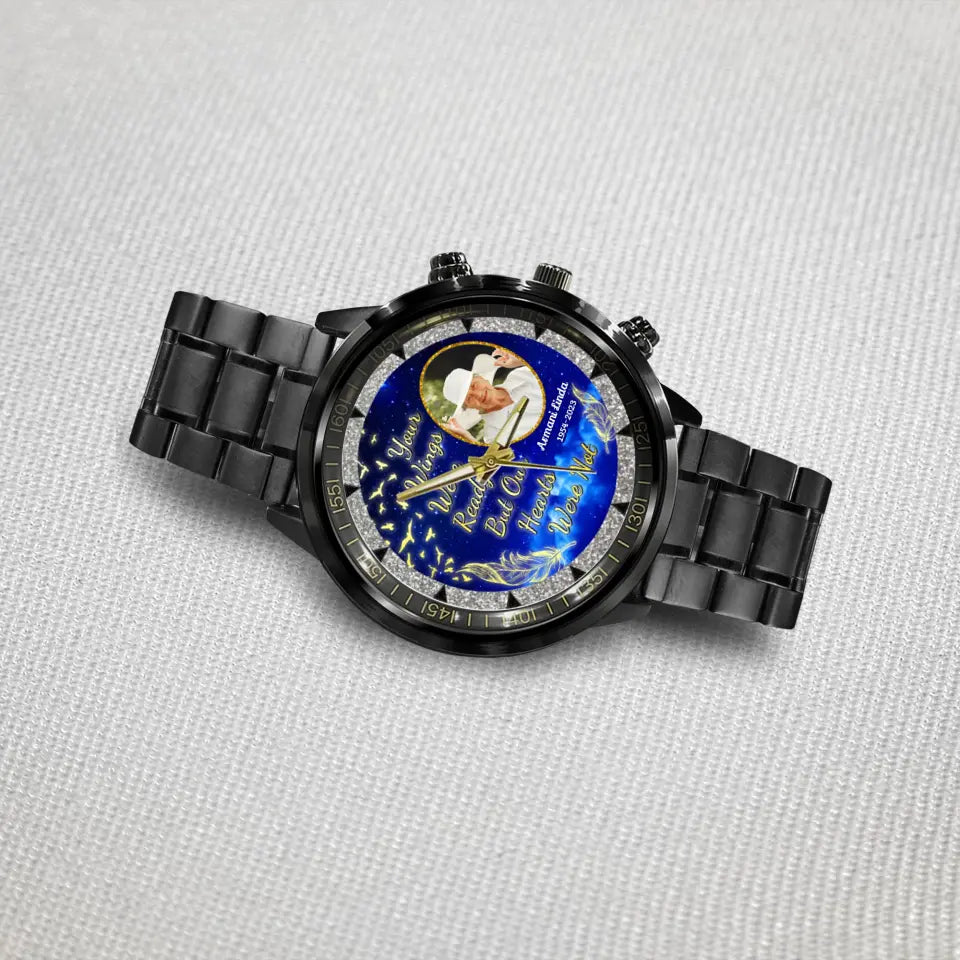 Remembrance Memorial Gifts Your Wings Were Ready Personalized Black Stainless Steel Watch