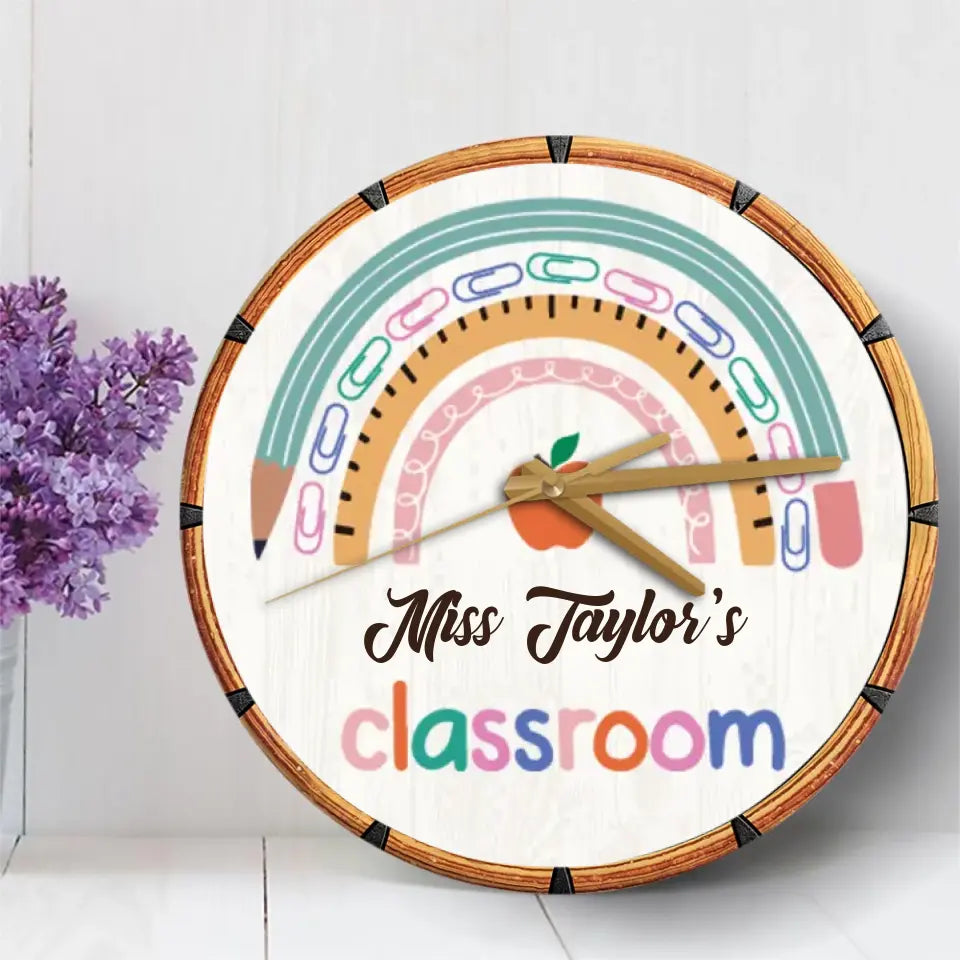 Gift for Teacher Personalized Teacher's Classroom Wooden Clock