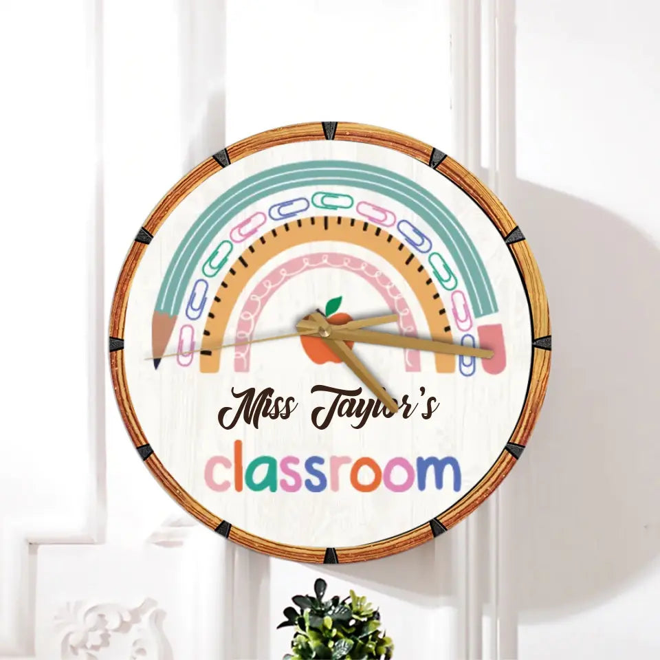 Gift for Teacher Personalized Teacher's Classroom Wooden Clock