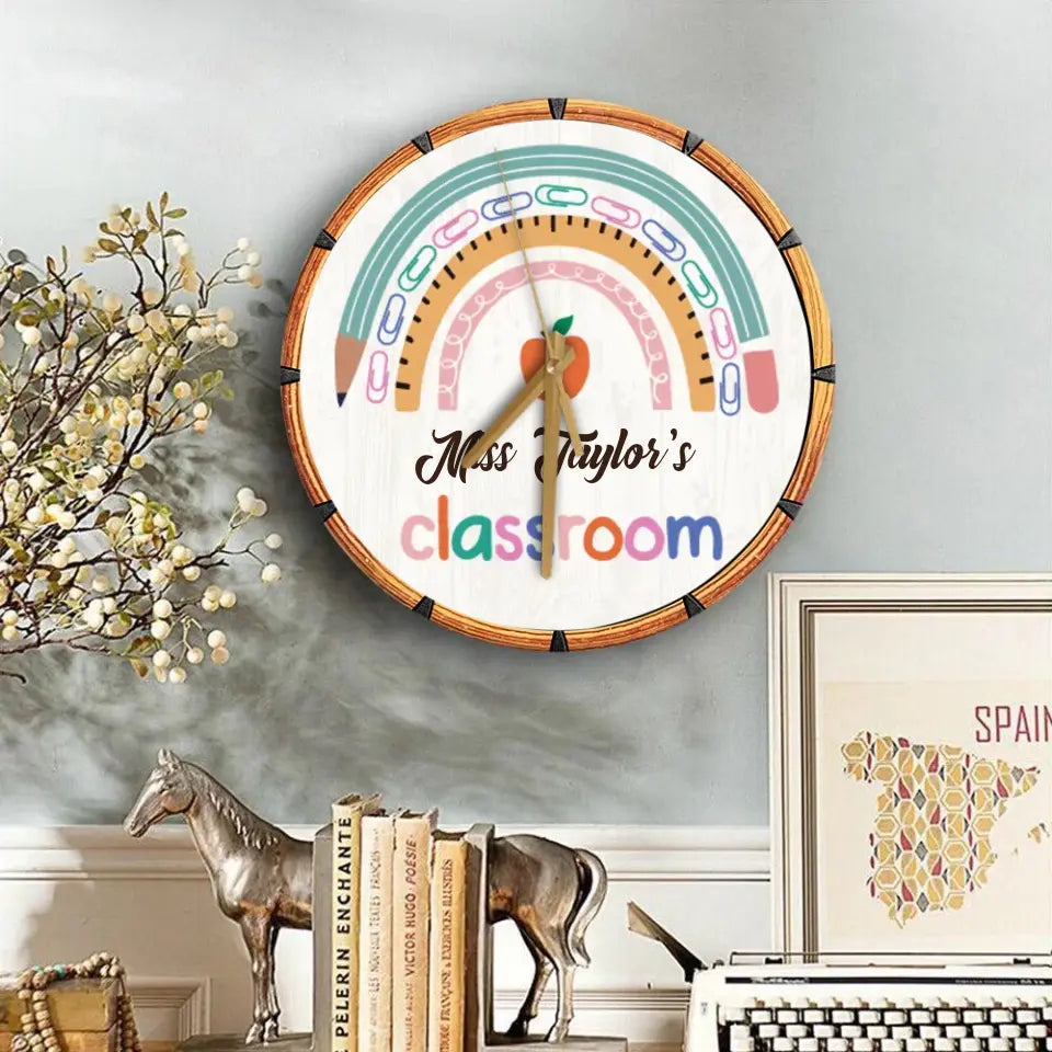 Gift for Teacher Personalized Teacher's Classroom Wooden Clock