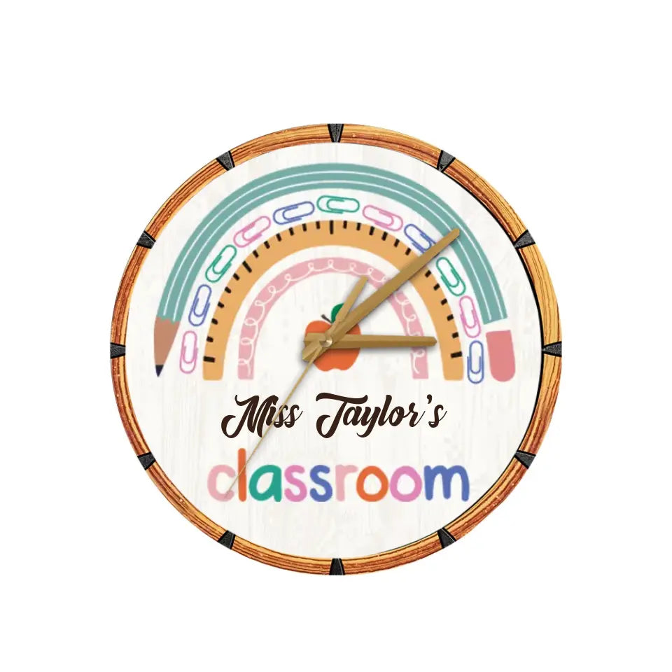 Gift for Teacher Personalized Teacher's Classroom Wooden Clock