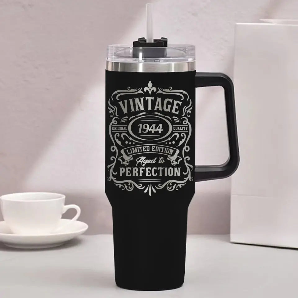 80 Year Birthday Tumbler for Men Vintage Aged to Perfection 1944 Birthday Engraved 40oz Tumbler