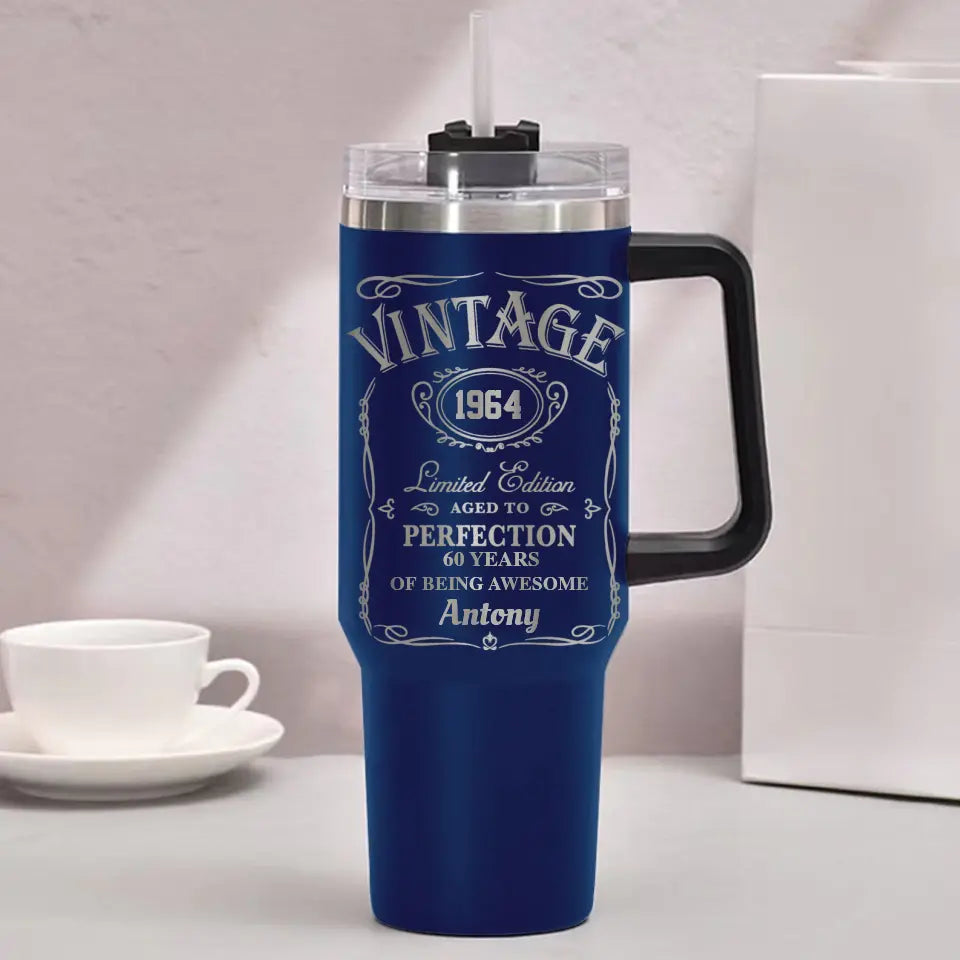 60th Birthday Tumbler for Men 1964 Birthday Personalized Engraved 40oz Tumbler