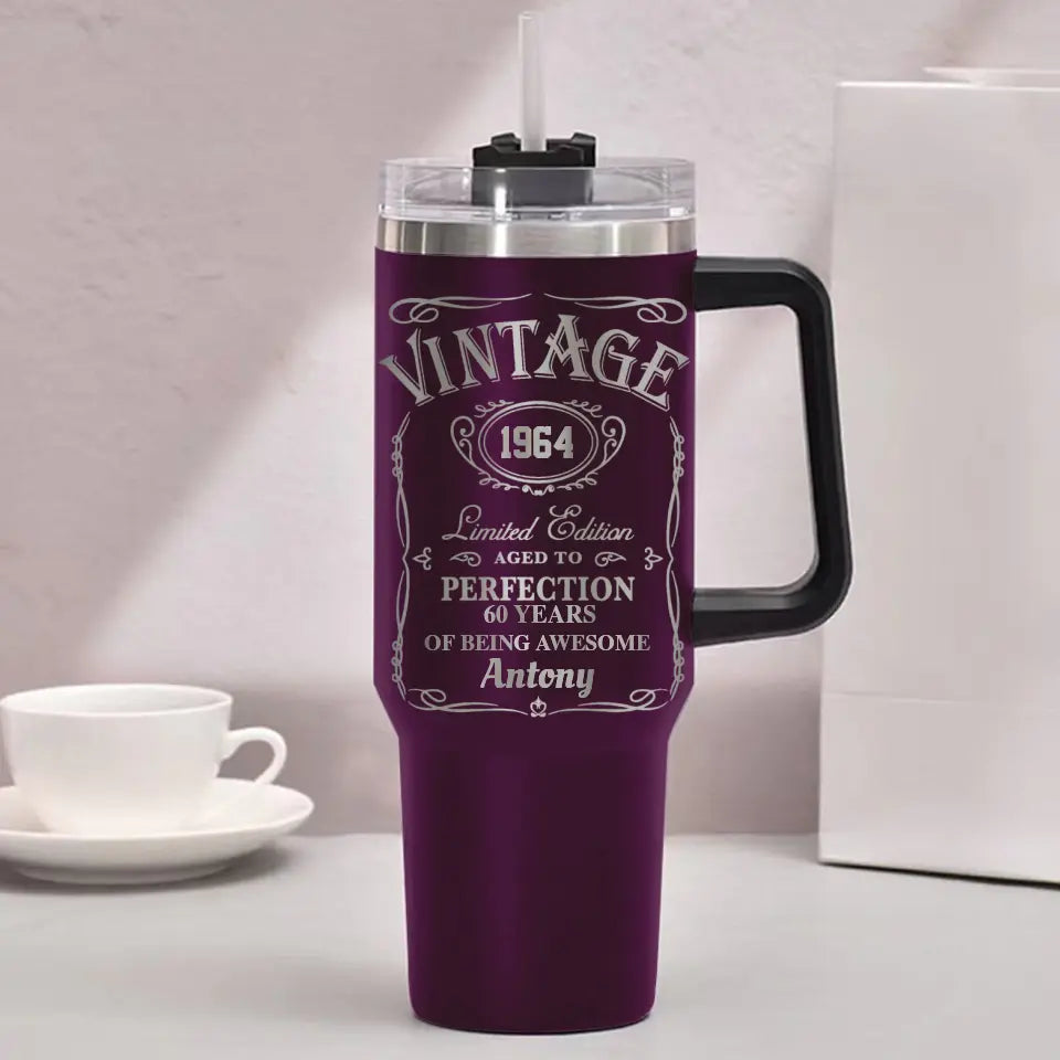 60th Birthday Tumbler for Men 1964 Birthday Personalized Engraved 40oz Tumbler