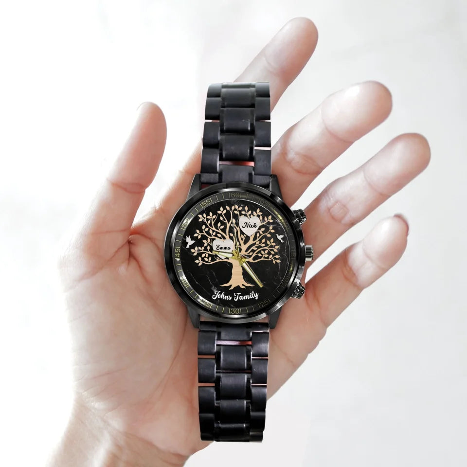 Gift for Family Tree with Name on Personalized Watch