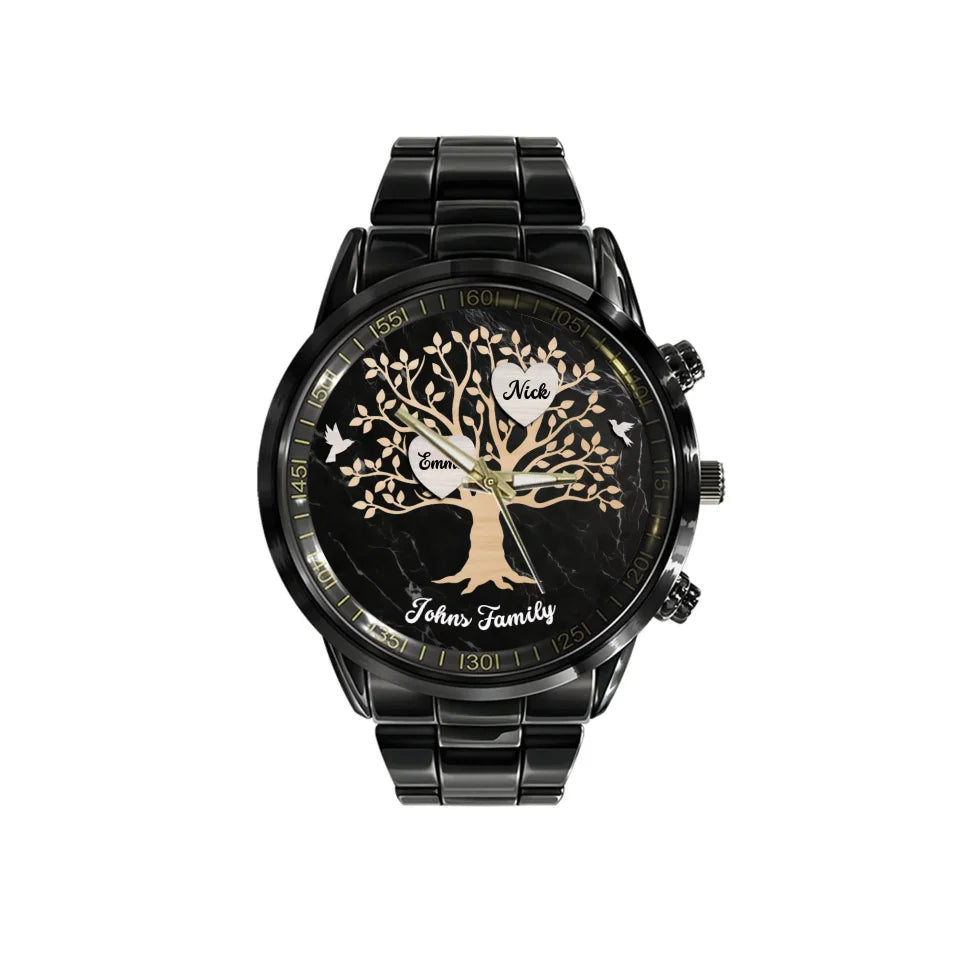 Gift for Family Tree with Name on Personalized Watch
