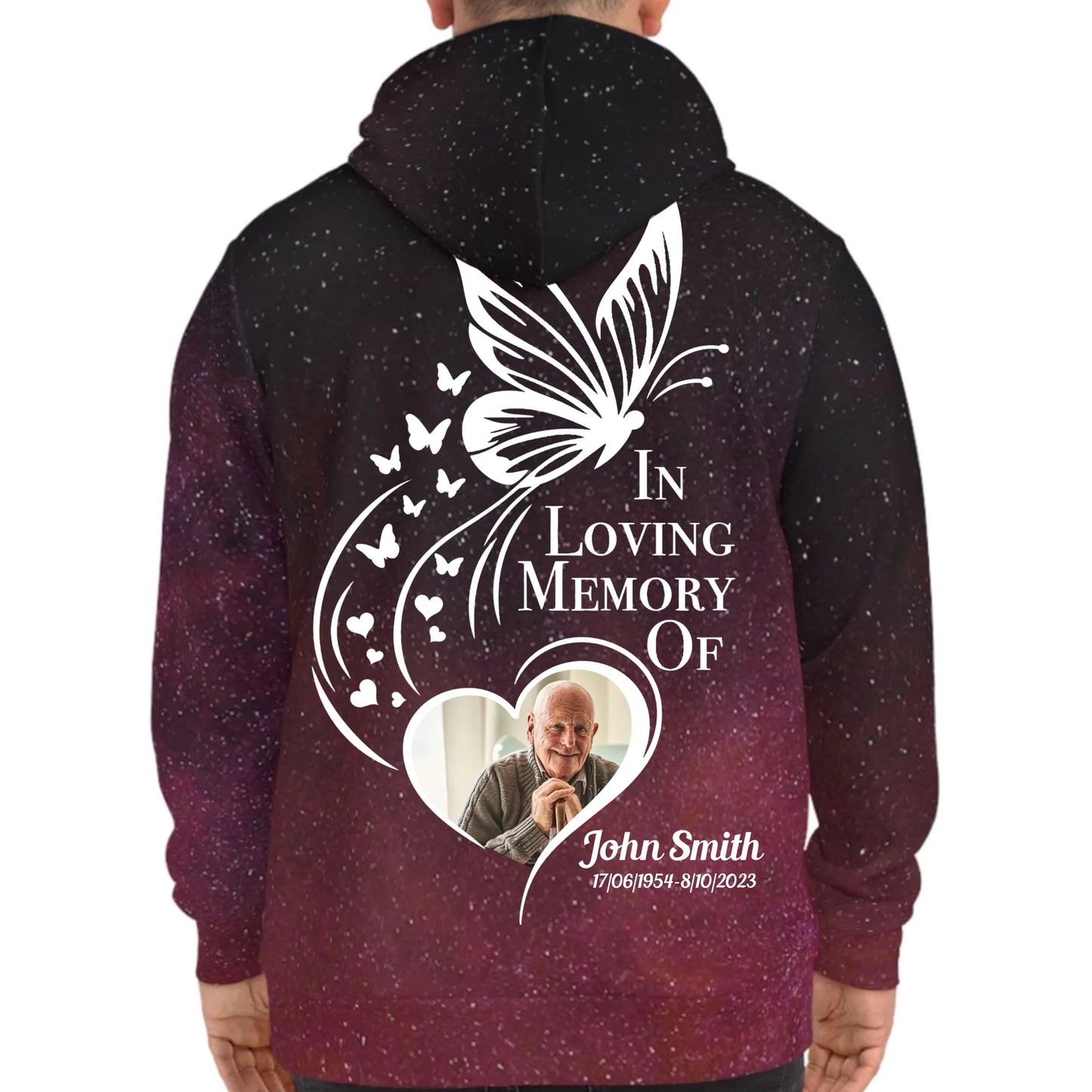 Personalized In Loving Memory Heart Forever Galaxy Hoodie - Loss Of Family Memorial Gift