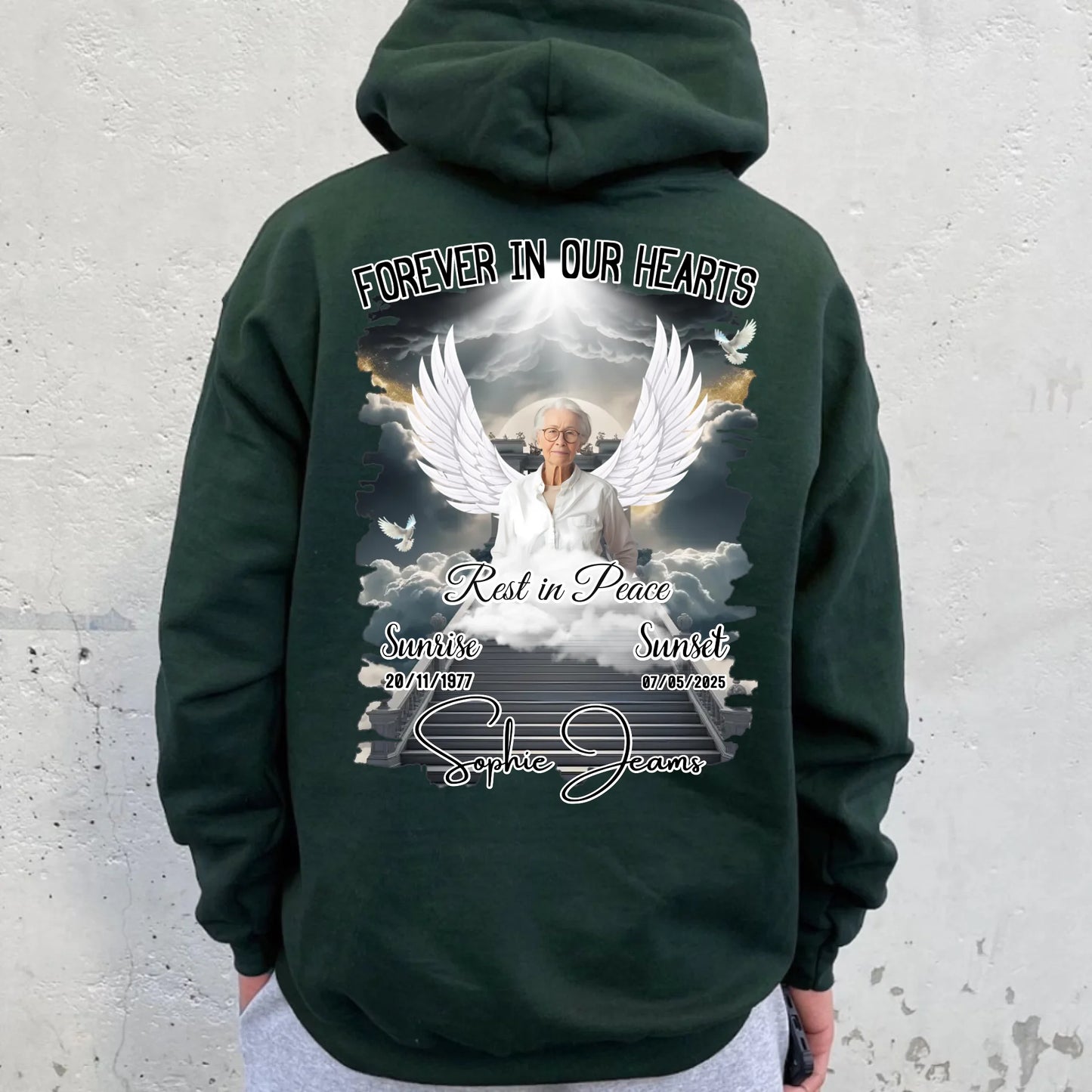 Personalized In Loving Memory Hoodie – Forever in Our Hearts – Rest in Peace Tribute Hoodie for Loss of Loved One