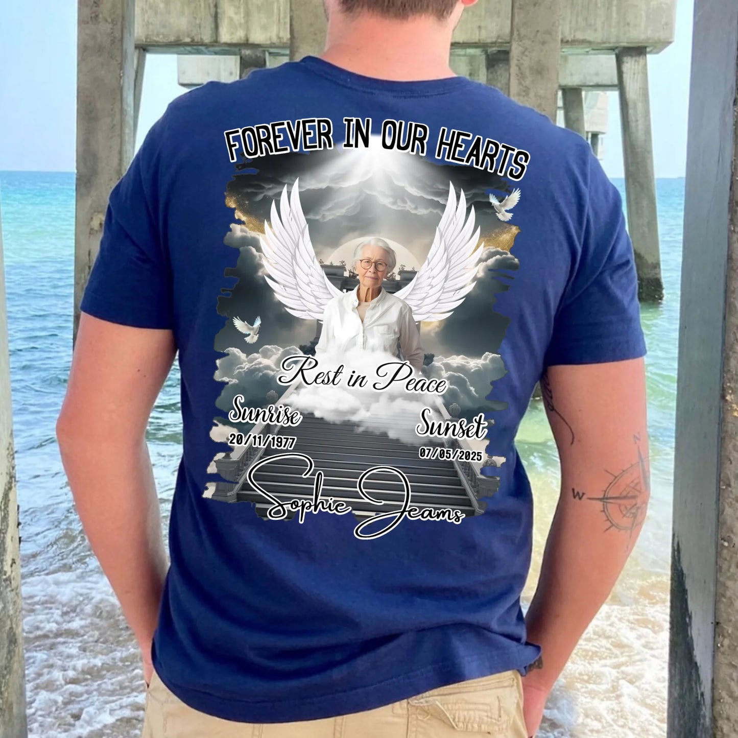 Personalized Memorial T-Shirt – In Loving Memory, Forever in Our Hearts – Rest in Peace Tribute Shirt for Loss of Loved One