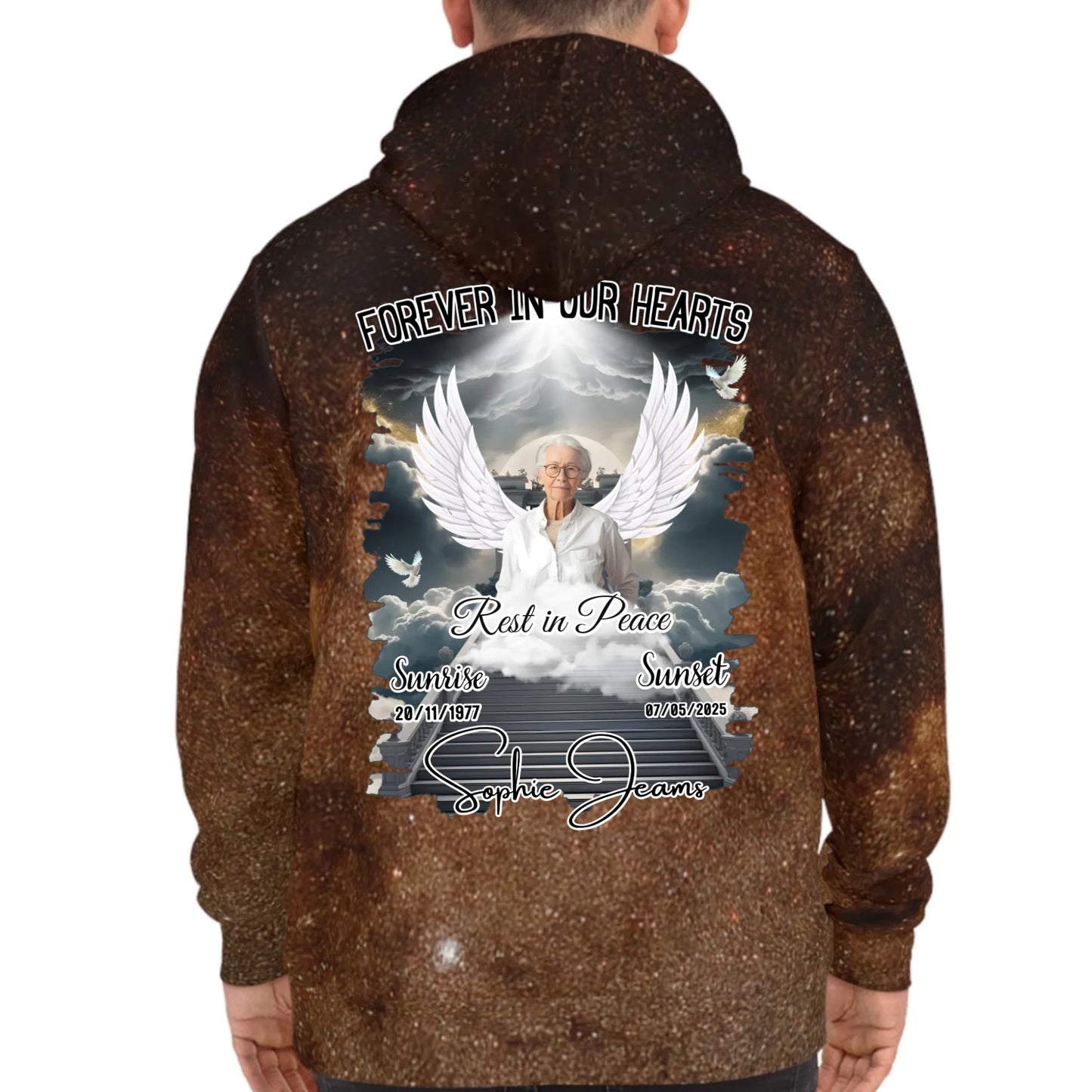 Personalized In Loving Memory Galaxy Hoodie – Forever in Our Hearts – Rest in Peace Tribute Hoodie for Loss of Loved One