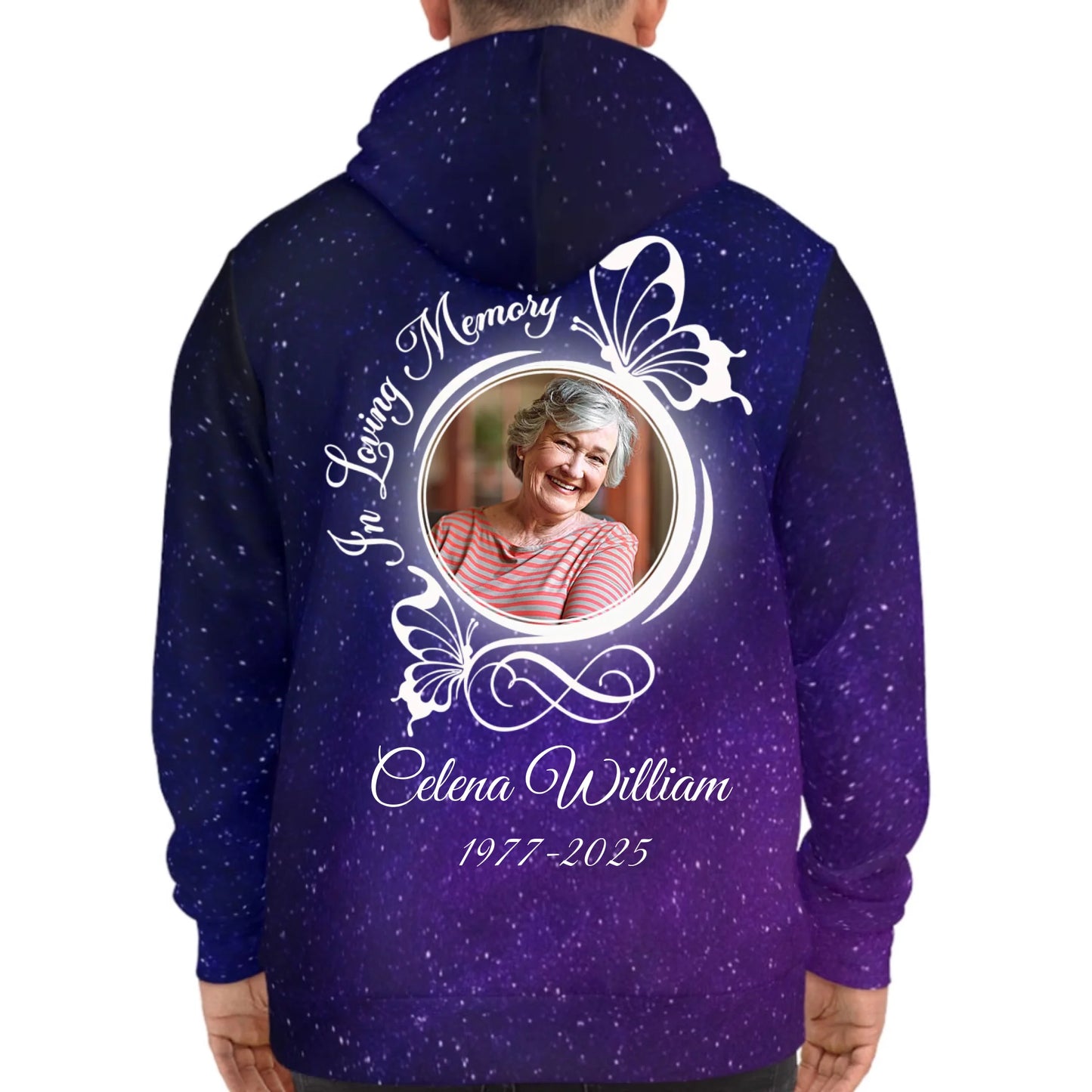Personalized In Loving Memory Butterflies Galaxy Hoodie – Rest In Peace Sympathy Gift For Death Anniversary Hoodie