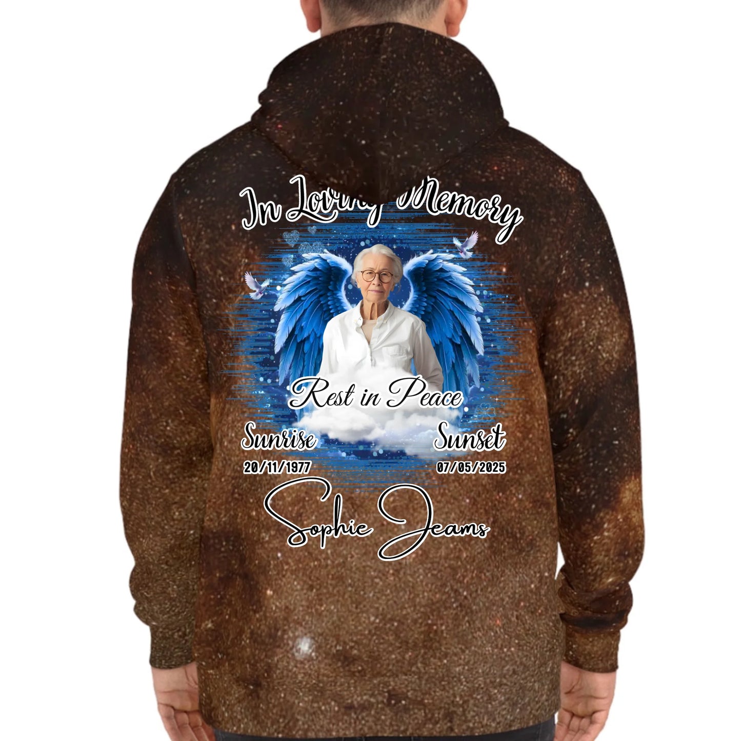 Personalized In Loving Memory Galaxy Hoodie – Rest in Peace Tribute Hoodie for Loss of Loved One