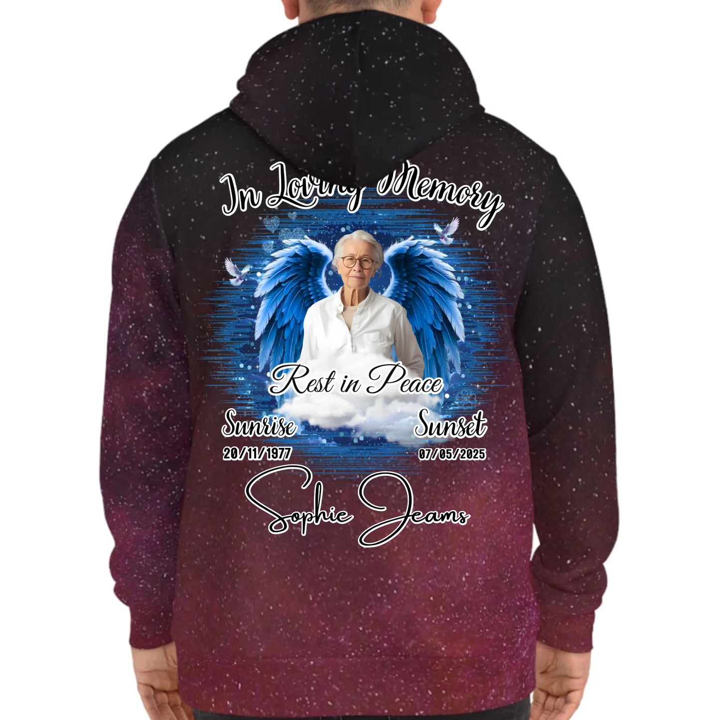 Personalized In Loving Memory Galaxy Hoodie – Rest in Peace Tribute Hoodie for Loss of Loved One