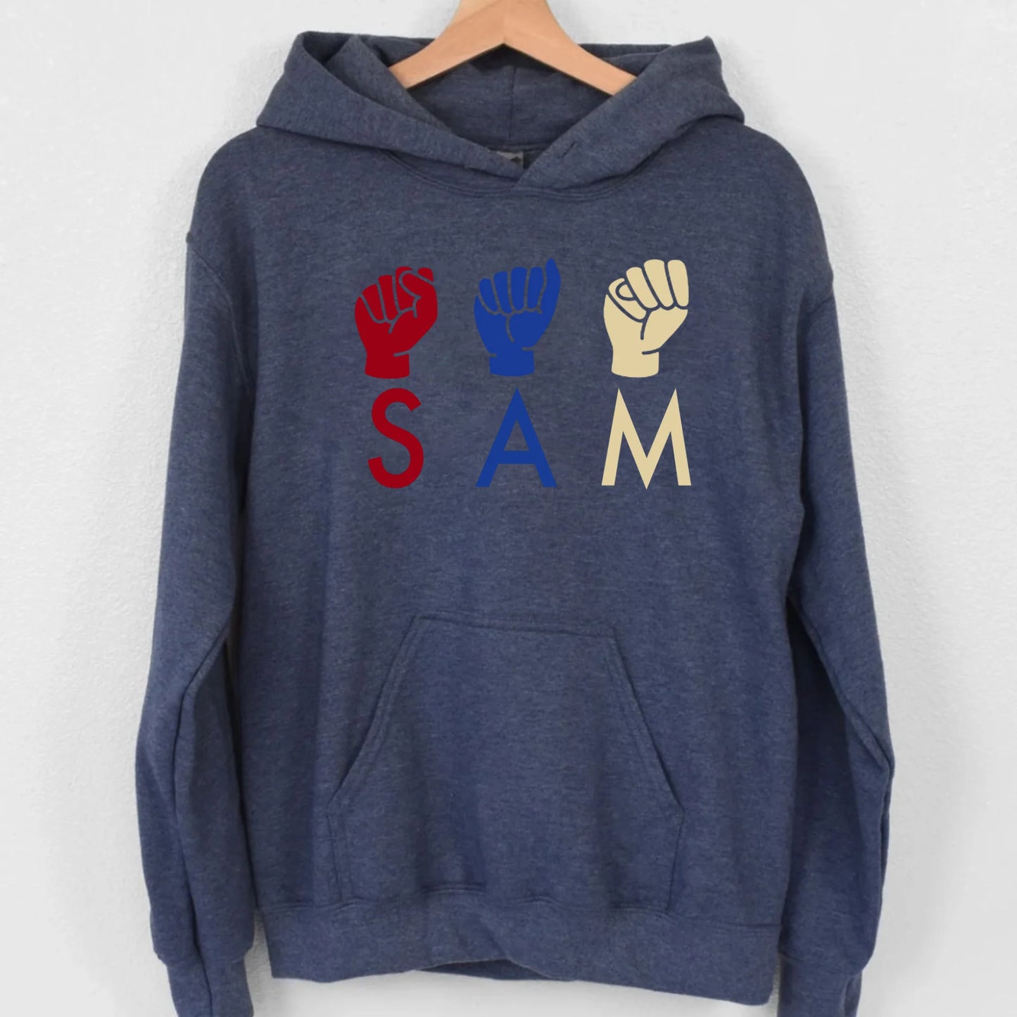 Personalized ASL American Sign Language Unisex Hoodie – Custom Name ASL Hooded Sweatshirt