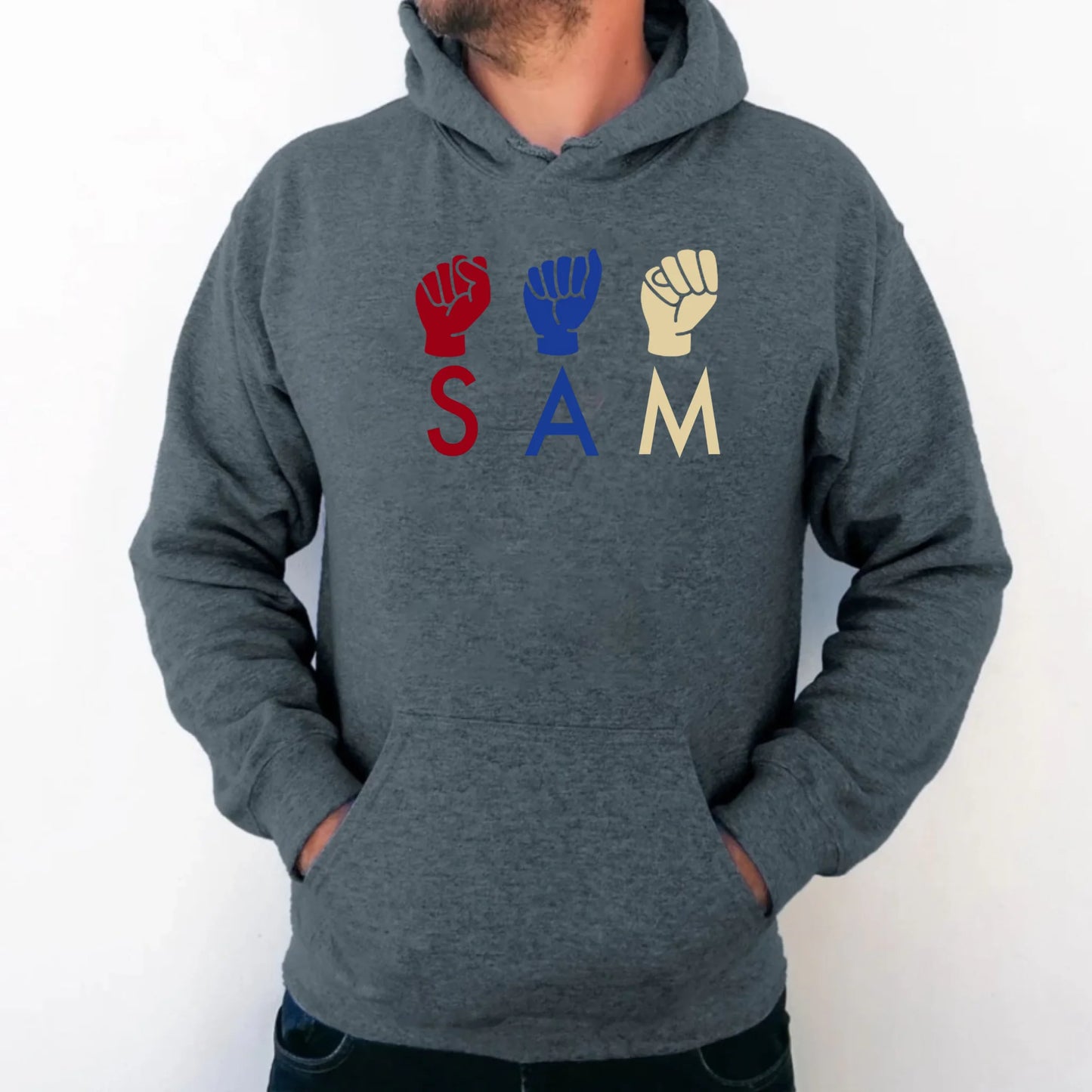 Personalized ASL American Sign Language Unisex Hoodie – Custom Name ASL Hooded Sweatshirt