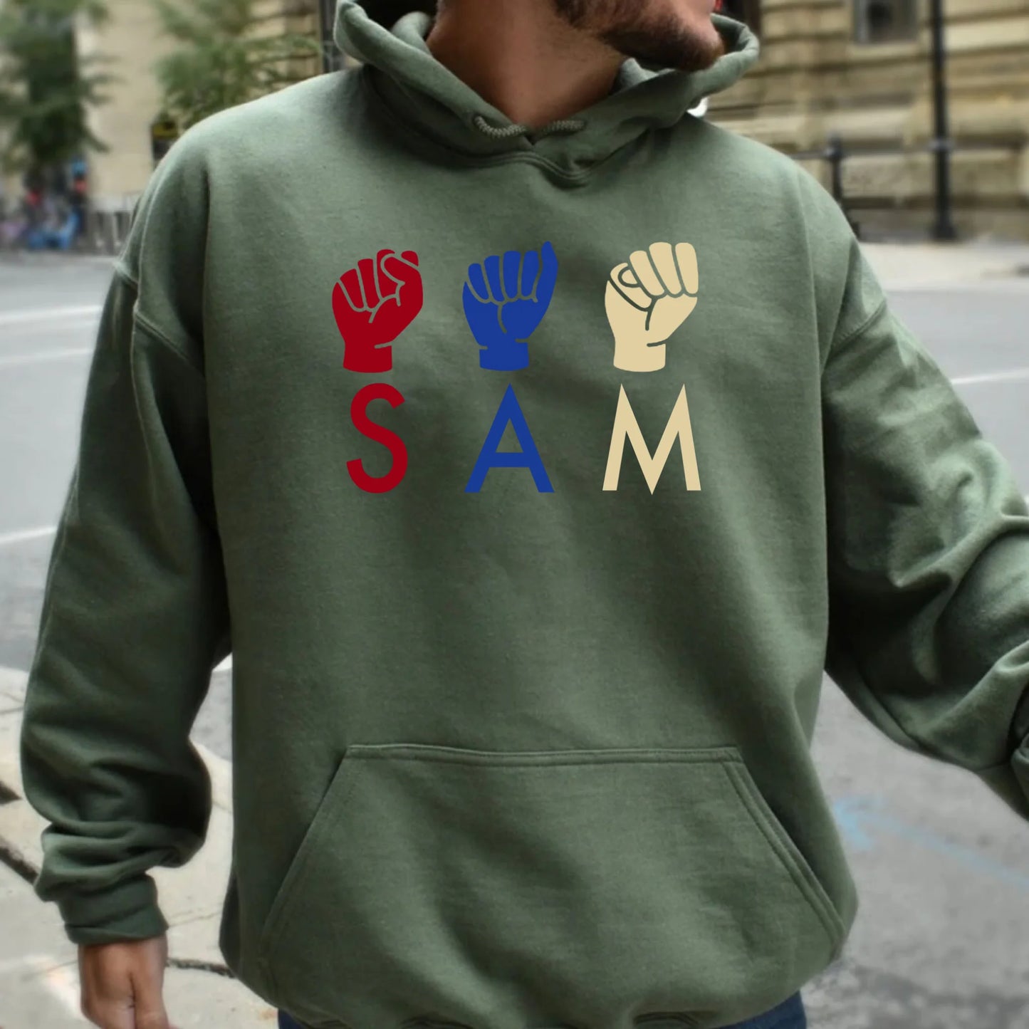 Personalized ASL American Sign Language Unisex Hoodie – Custom Name ASL Hooded Sweatshirt