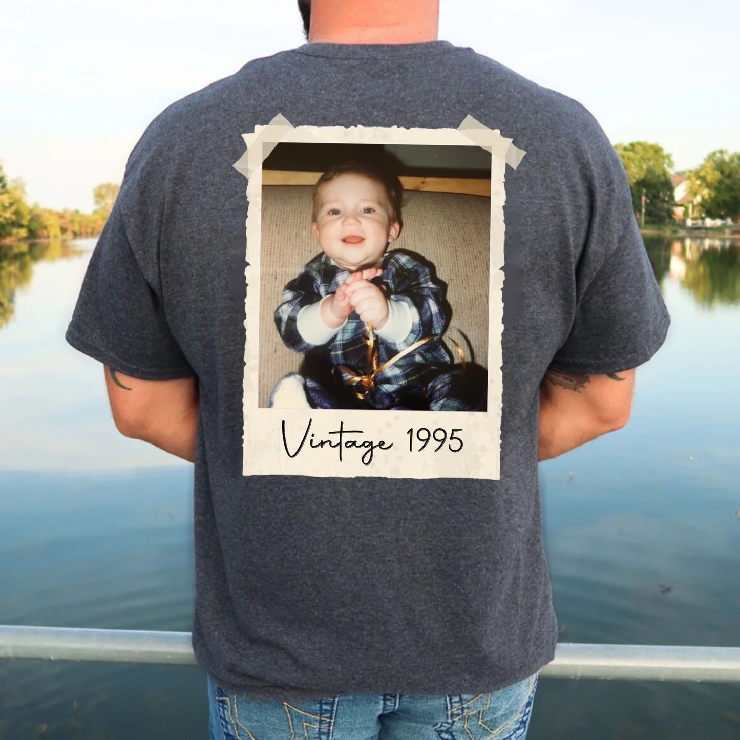 Custom Photo Birthday Unisex T-Shirt – Vintage Year Back Print Tee – Personalized 30th Birthday Shirt