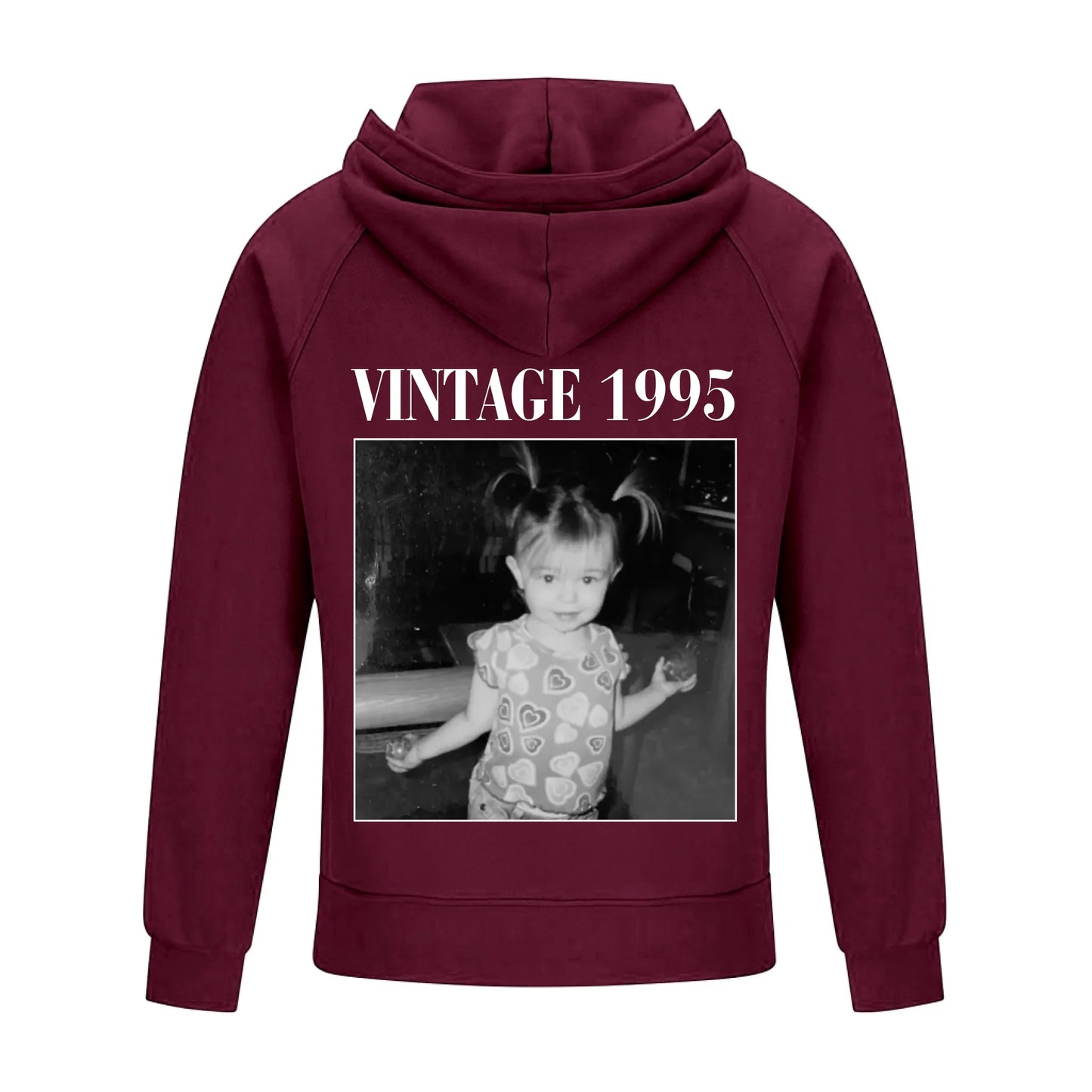 2D Vintage Quarter Zip Hoodie-wine-red