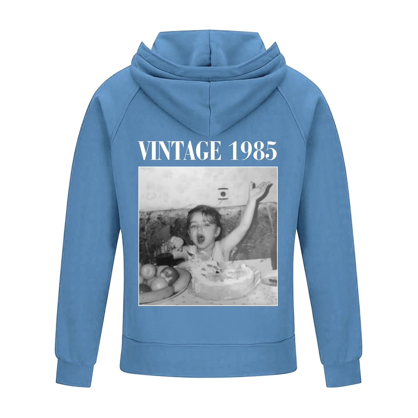 2D Vintage Quarter Zip Hoodie -Blue