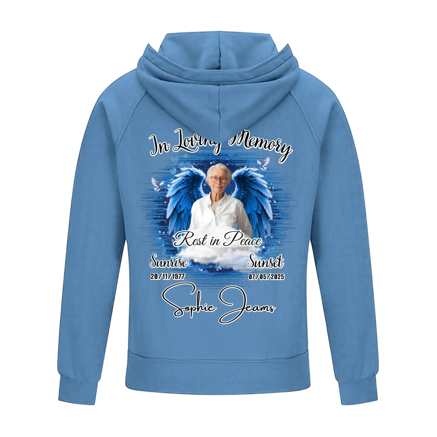 2D Vintage Quarter Zip Hoodie -Blue