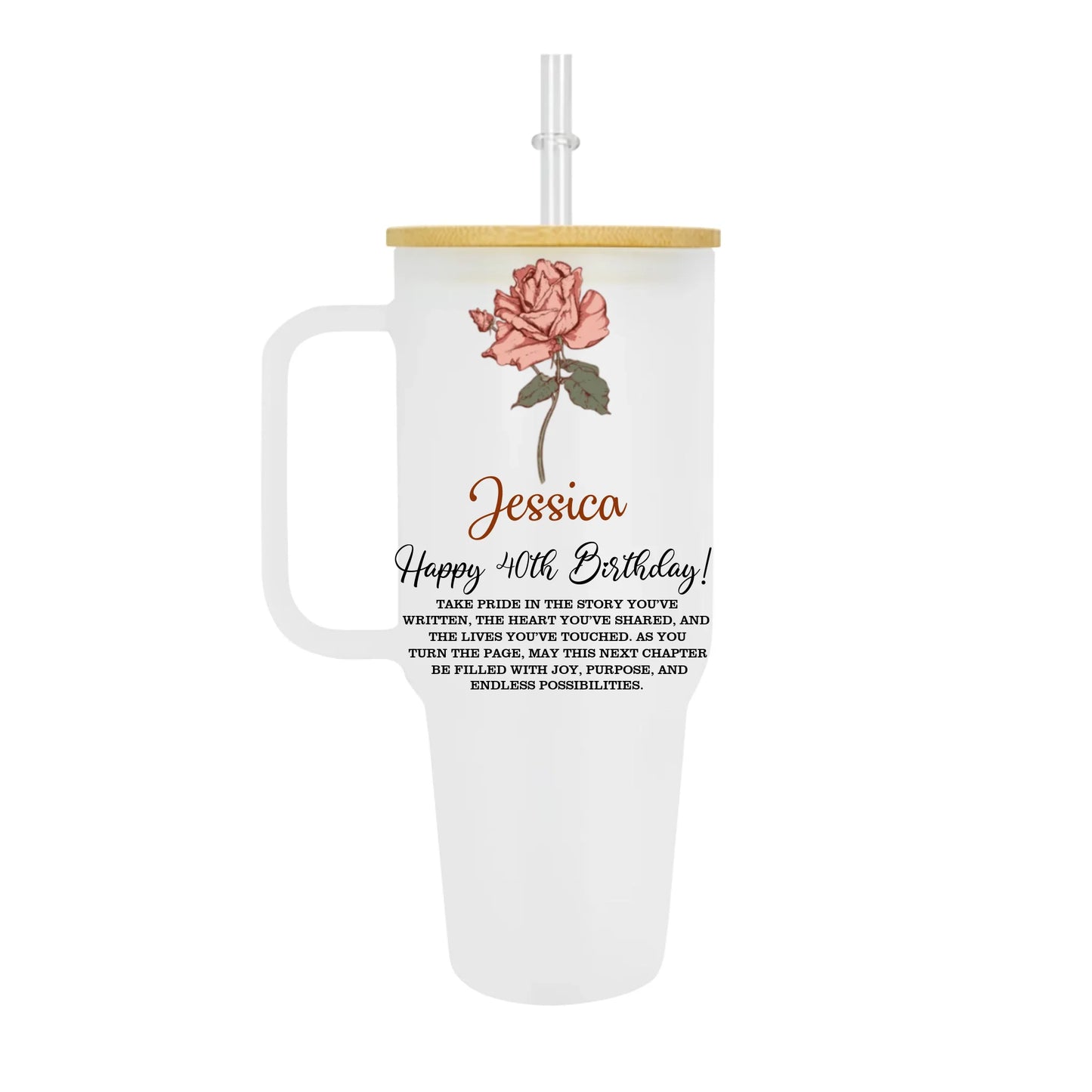 Frosted 40oz Glass Tumbler_