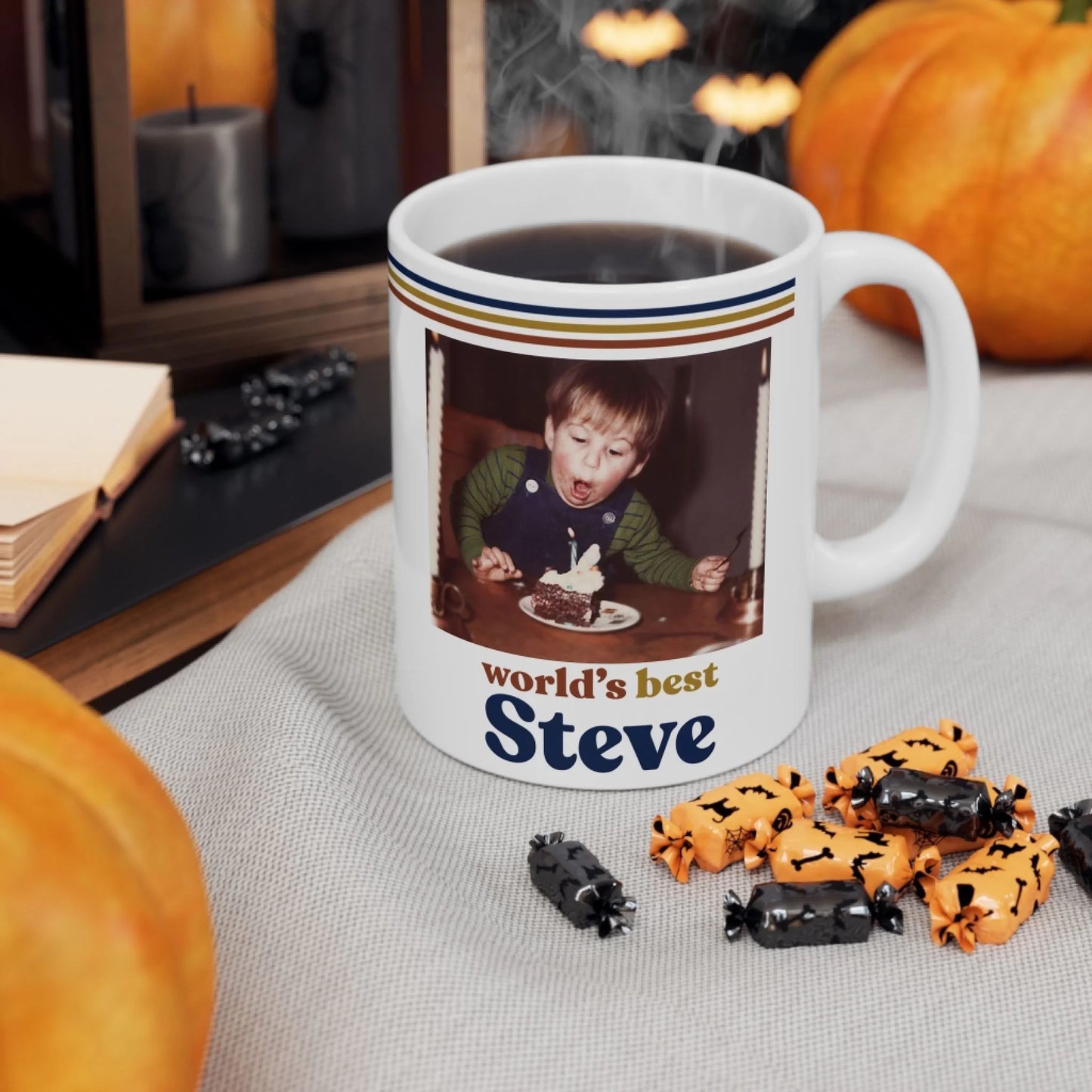 Custom Retro Photo 70s Mug For Him – Vintage Personalized Vintage Photo & Name Mug for Dad-1